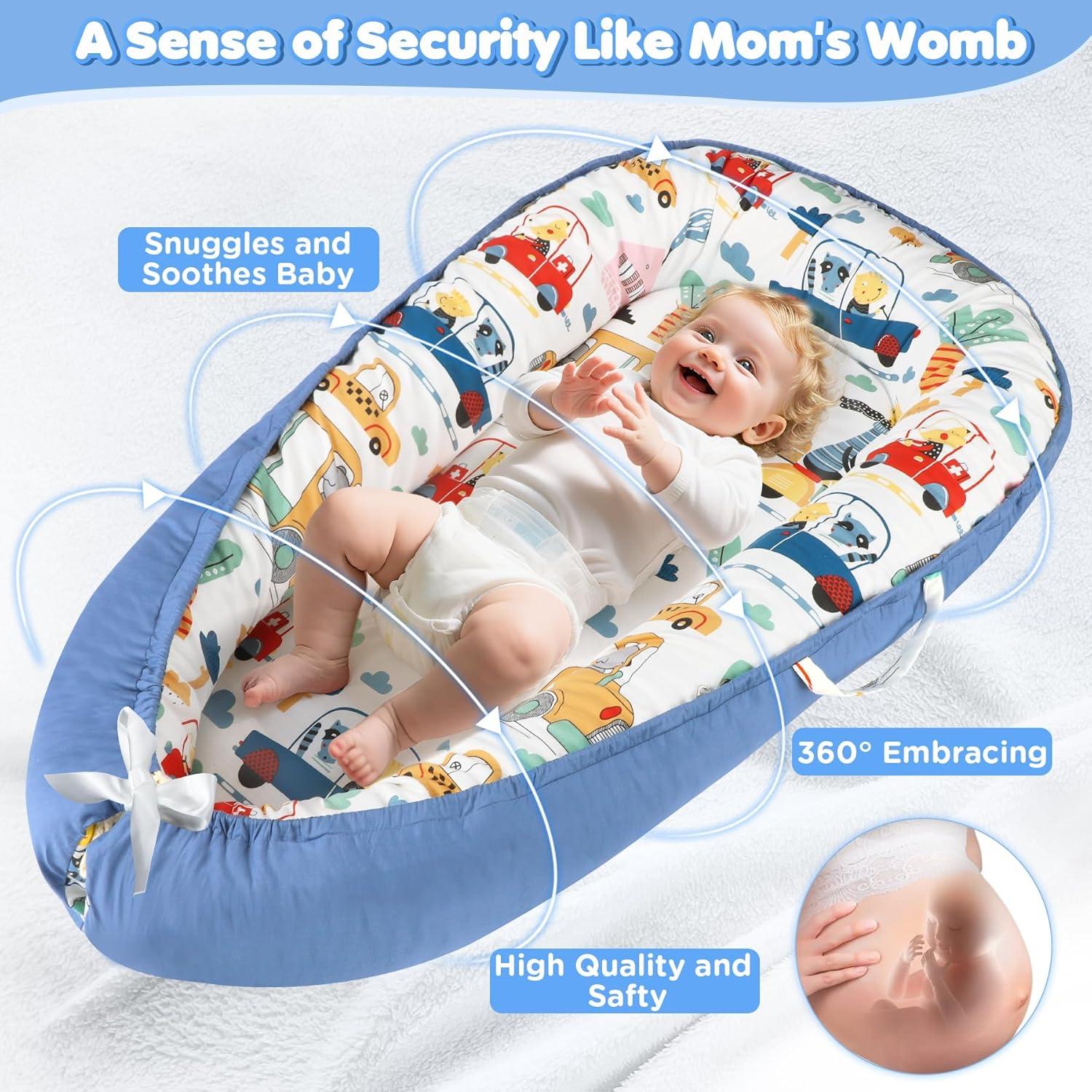 Lounger para Bebés KISS GOLD - Algodón Suave y Transpirable Azul