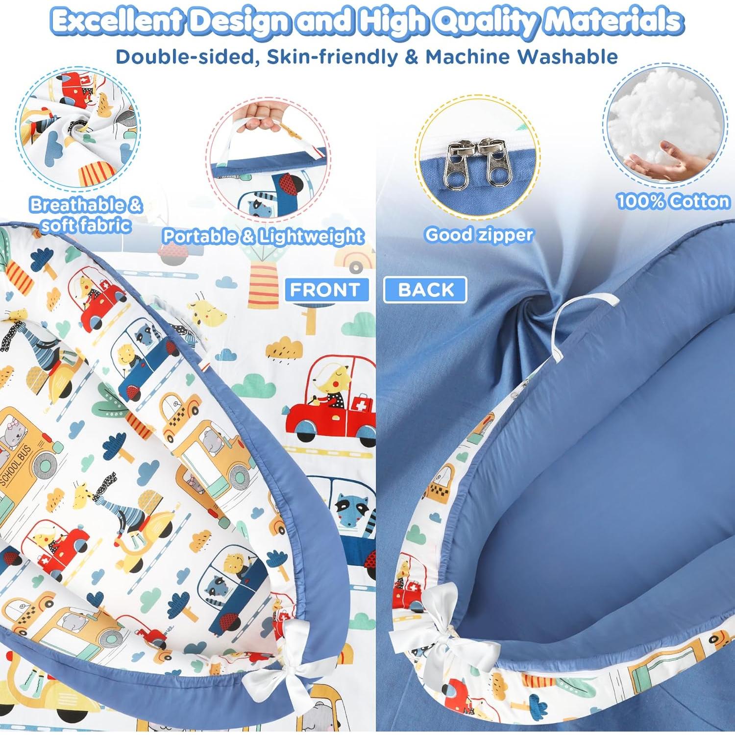 Lounger para Bebés KISS GOLD - Algodón Suave y Transpirable Azul