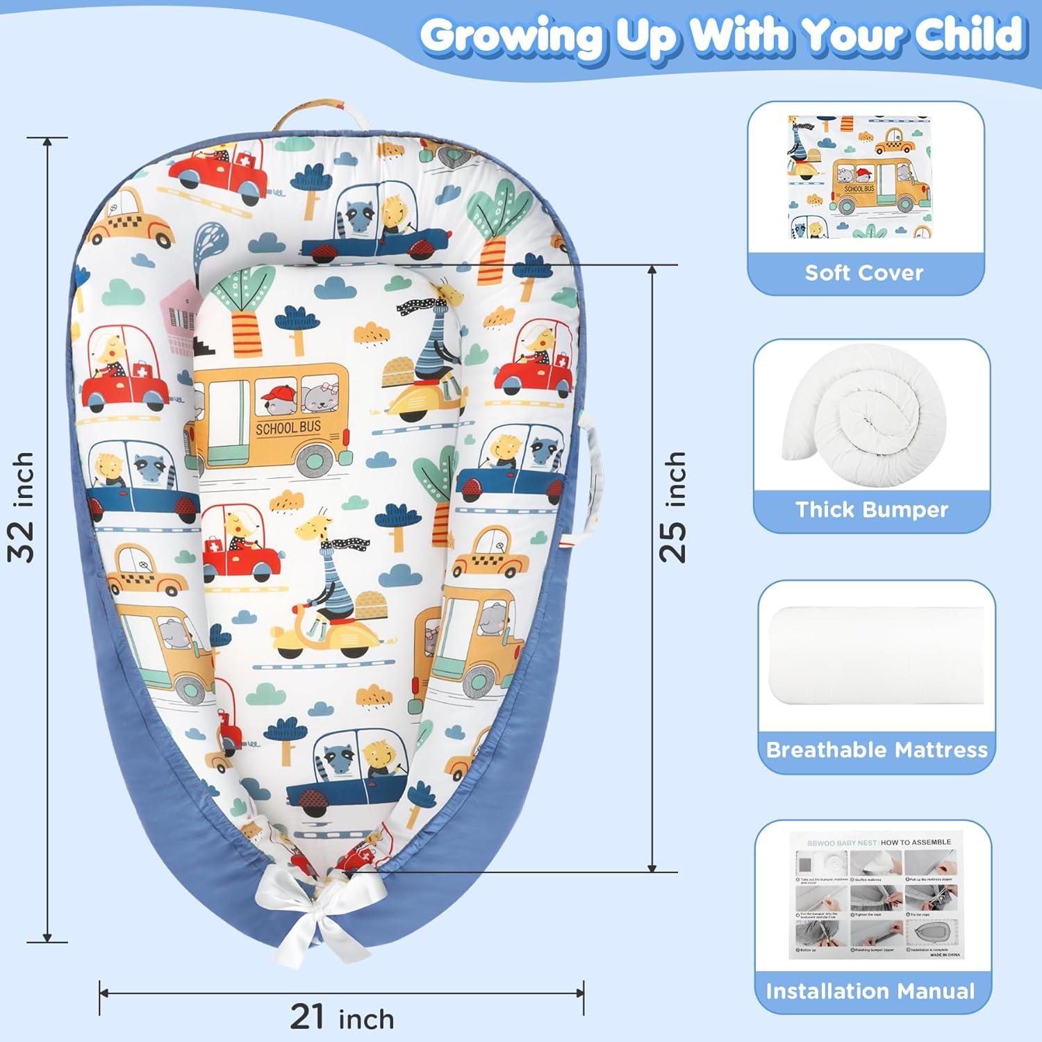 Lounger para Bebés KISS GOLD - Algodón Suave y Transpirable Azul