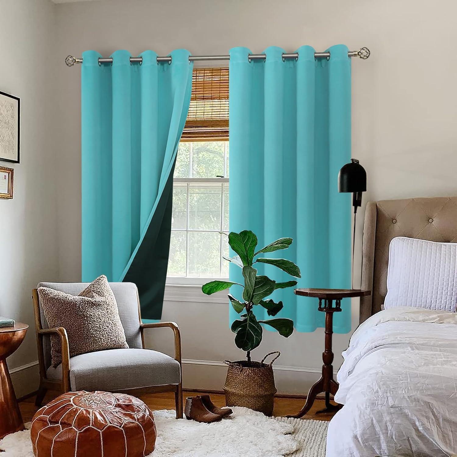 Cortinas Térmicas Aisladas BGment 132x160 cm Aqua 2 Paneles