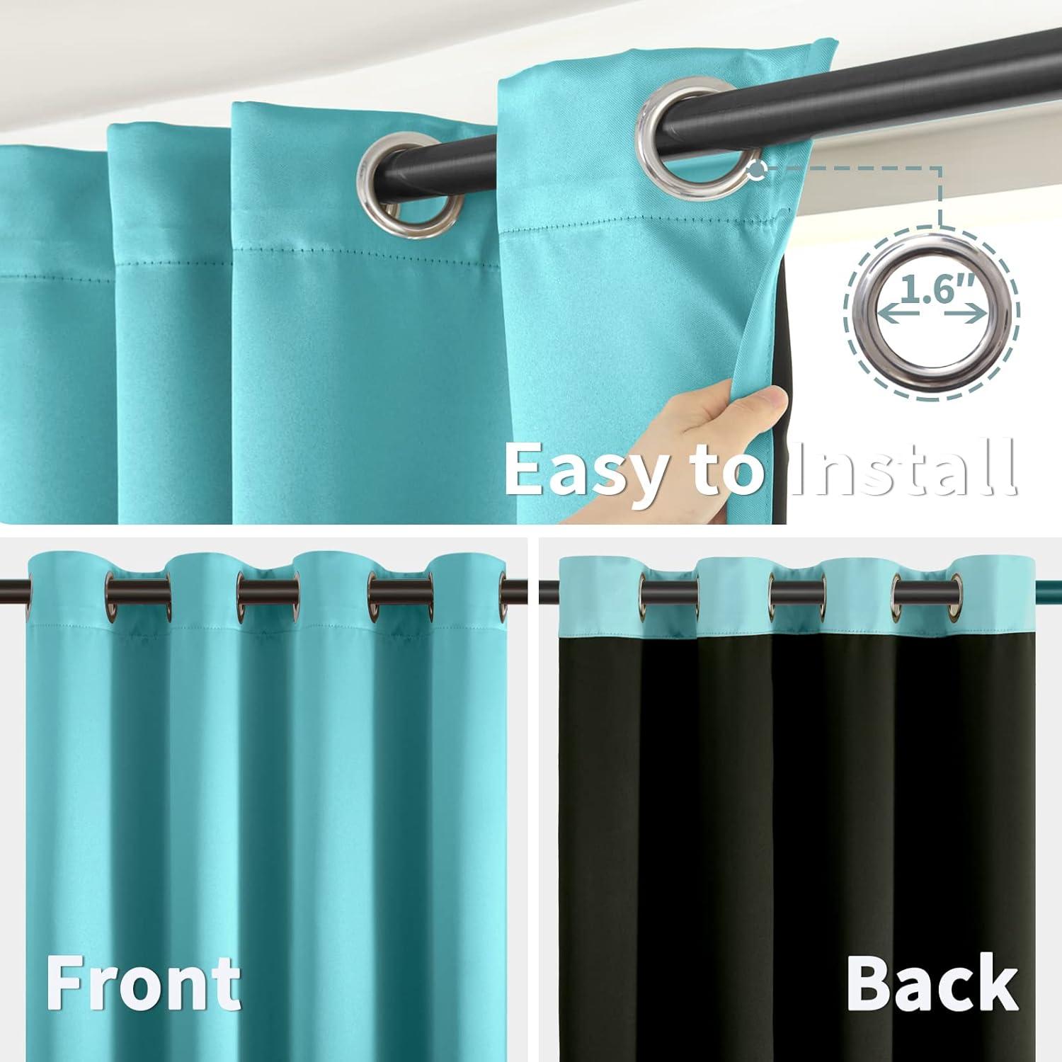 Cortinas Térmicas Aisladas BGment 132x160 cm Aqua 2 Paneles