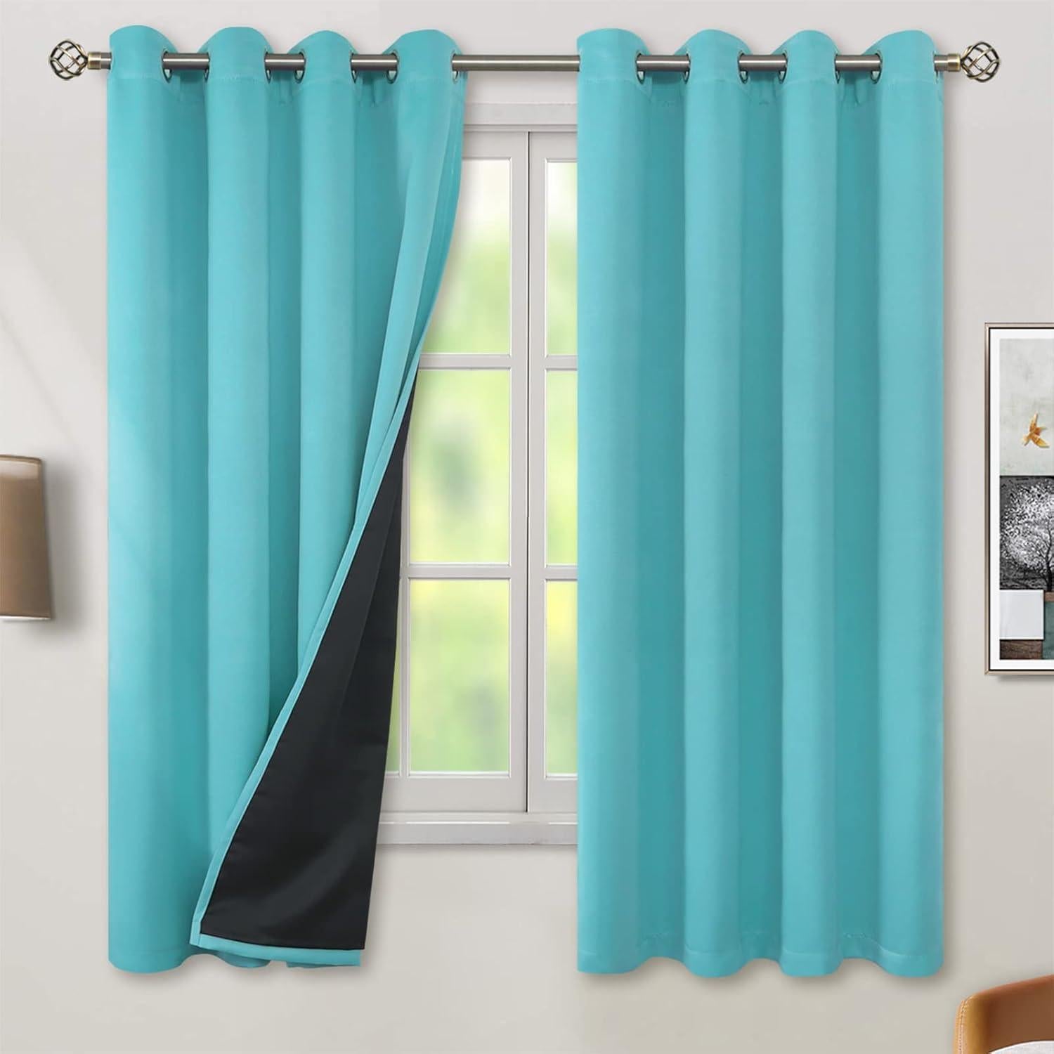 Cortinas Térmicas Aisladas BGment 132x160 cm Aqua 2 Paneles