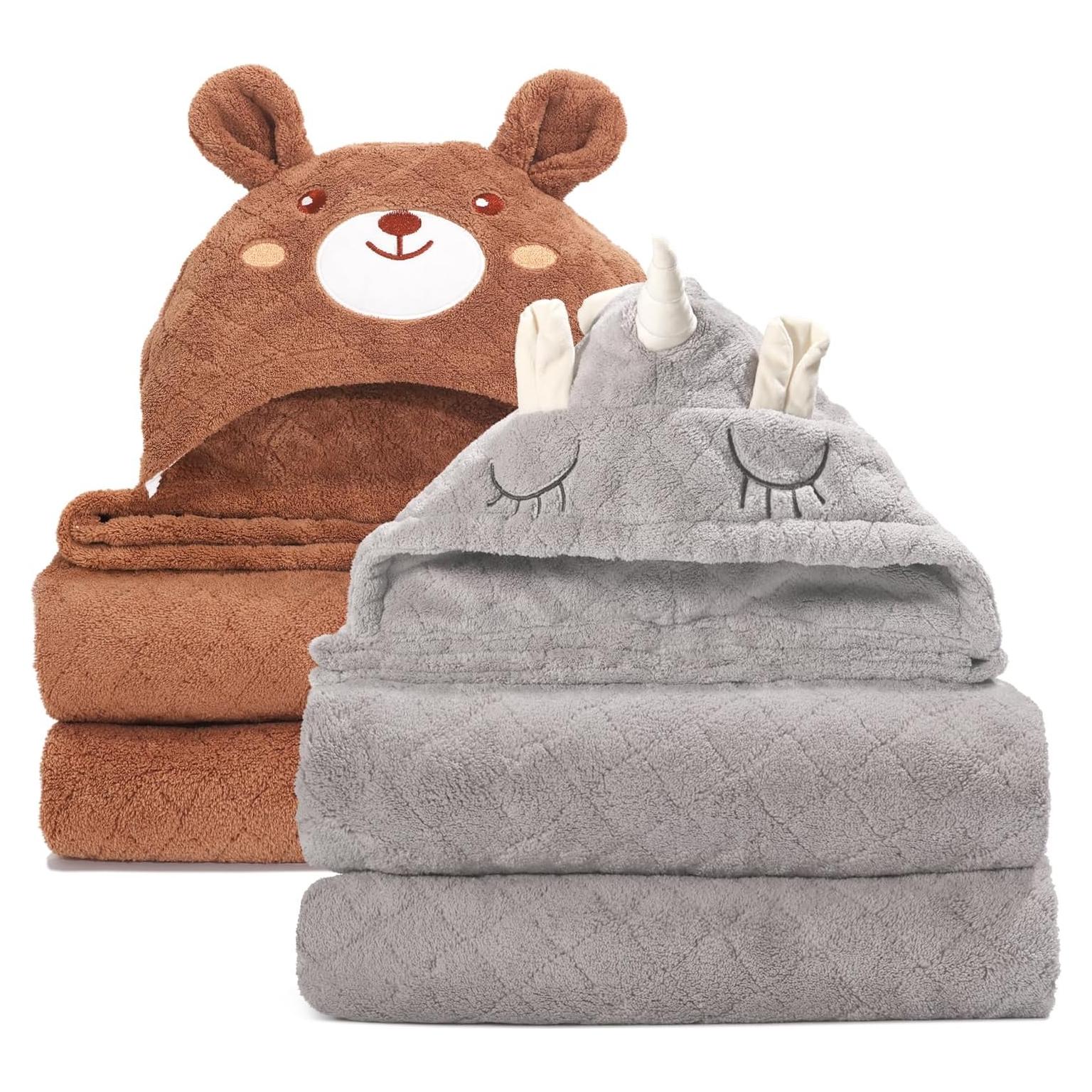 Toallas de Baño con Capucha WODHOY 127x81 cm 2 Unidades