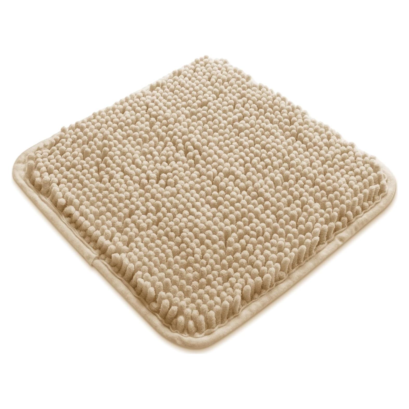 Yeaban Small Bathroom Rugs 12"x12" – Thick Chenille Bath Mats | Absorbent and Washable Bath Rug Non-Slip, Plush and Soft Rugs for Bathroom, Shower, Sink(Ivory Cream)