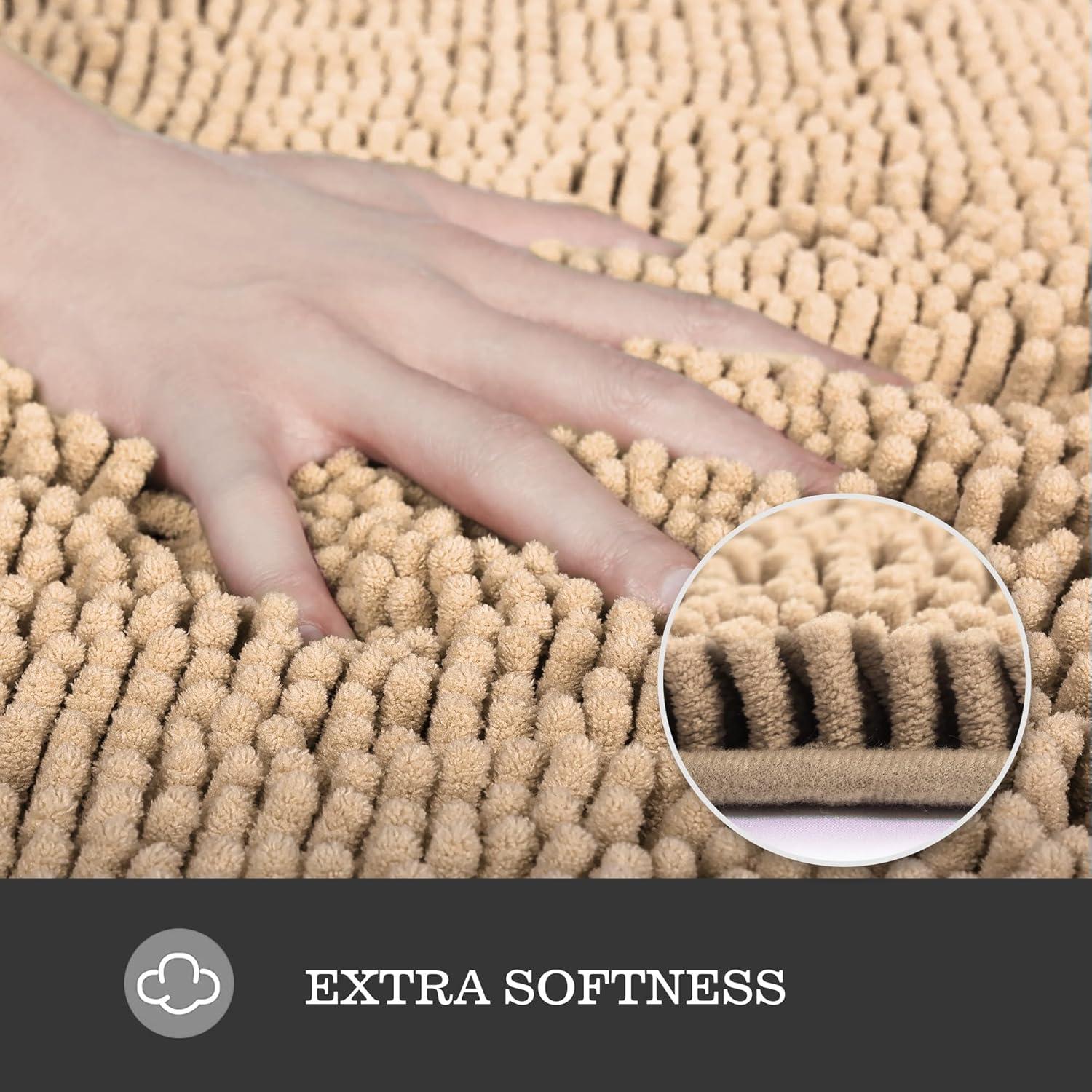 Yeaban Small Bathroom Rugs 12"x12" – Thick Chenille Bath Mats | Absorbent and Washable Bath Rug Non-Slip, Plush and Soft Rugs for Bathroom, Shower, Sink(Ivory Cream)