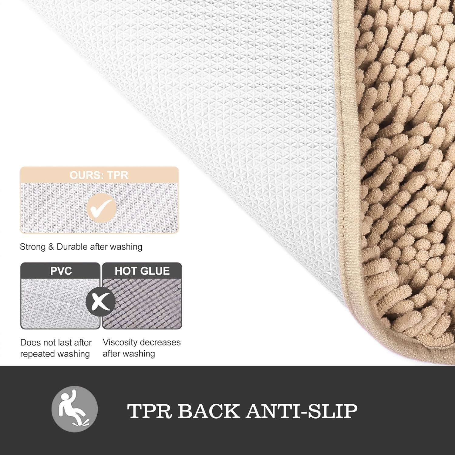 Yeaban Small Bathroom Rugs 12"x12" – Thick Chenille Bath Mats | Absorbent and Washable Bath Rug Non-Slip, Plush and Soft Rugs for Bathroom, Shower, Sink(Ivory Cream)