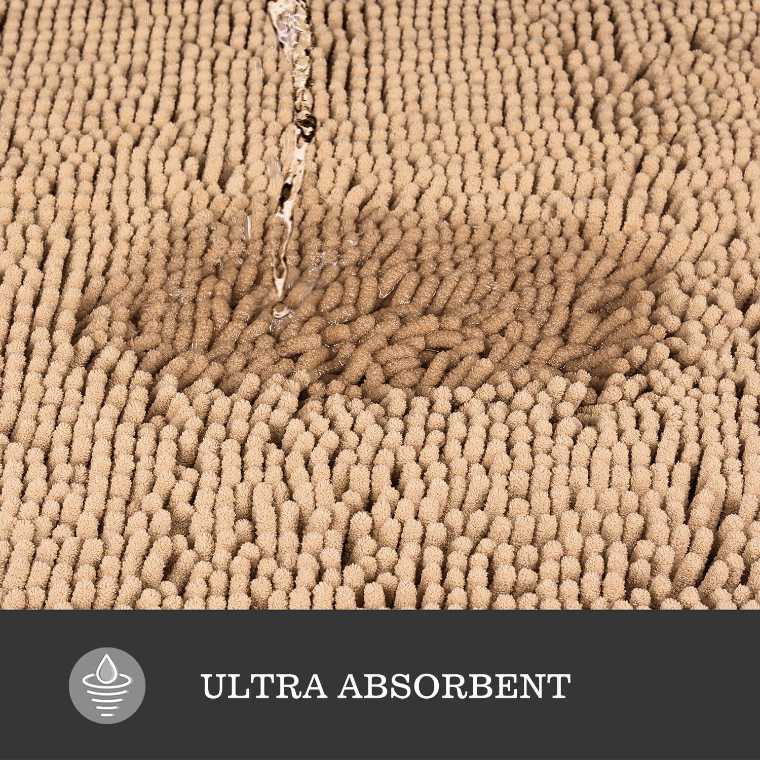 Yeaban Small Bathroom Rugs 12"x12" – Thick Chenille Bath Mats | Absorbent and Washable Bath Rug Non-Slip, Plush and Soft Rugs for Bathroom, Shower, Sink(Ivory Cream)