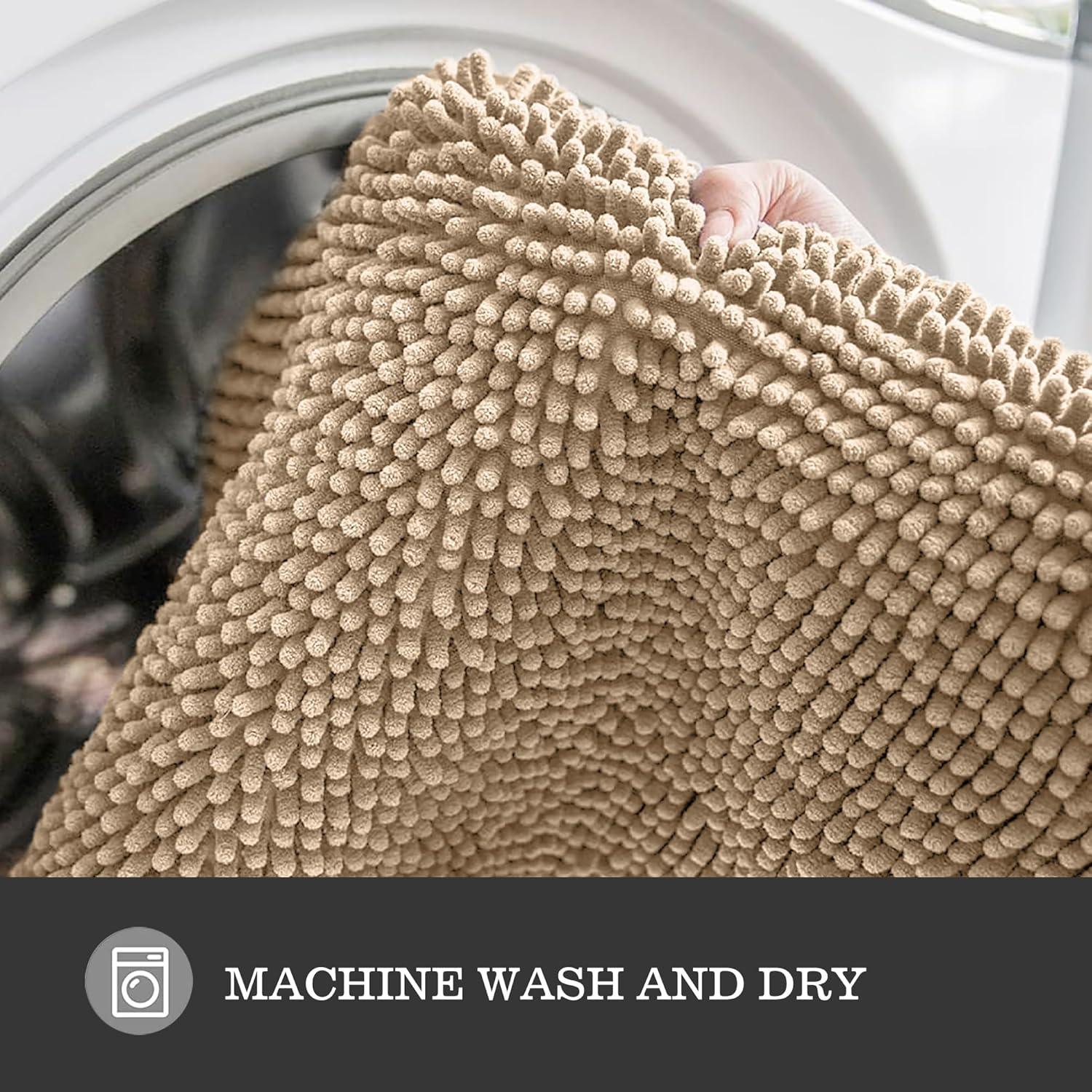 Yeaban Small Bathroom Rugs 12"x12" – Thick Chenille Bath Mats | Absorbent and Washable Bath Rug Non-Slip, Plush and Soft Rugs for Bathroom, Shower, Sink(Ivory Cream)