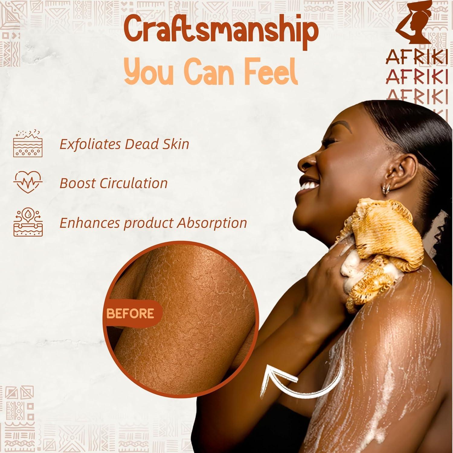 Esponja de Red Africana AFRIKI - Exfoliante Corporal 101.6 cm
