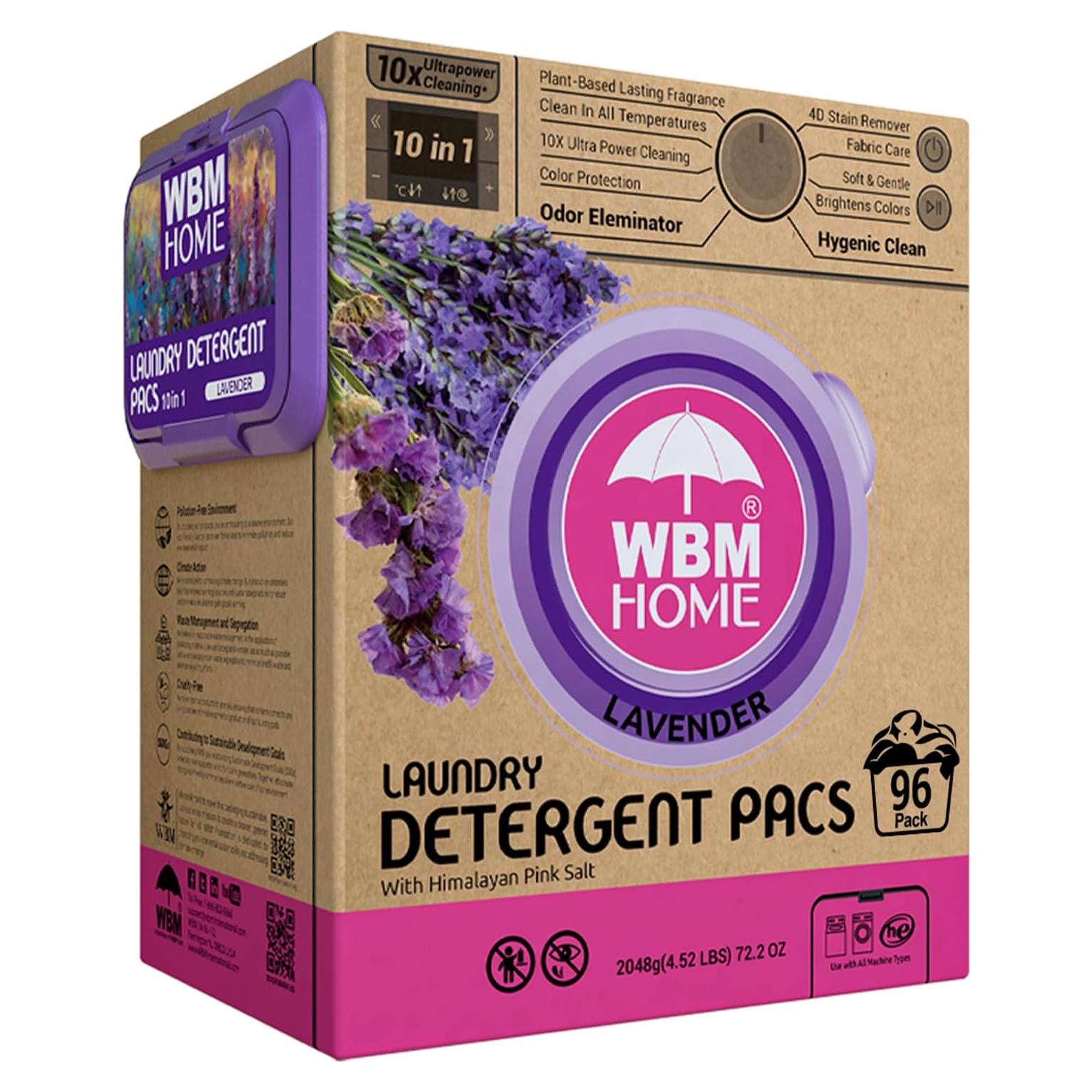 Cápsulas de Lavandería WBM 10 en 1 con Lavanda 96 Unidades