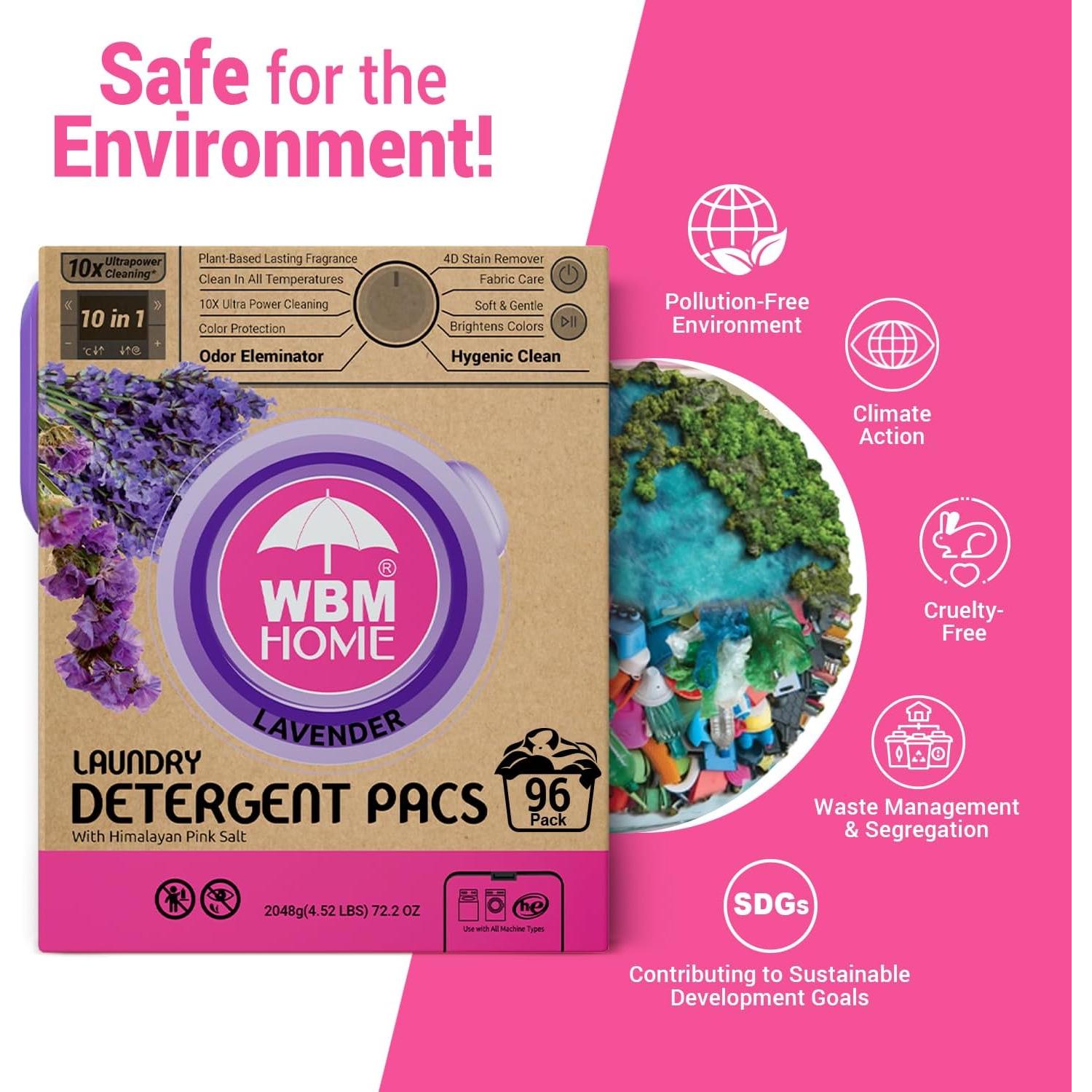 Cápsulas de Lavandería WBM 10 en 1 con Lavanda 96 Unidades