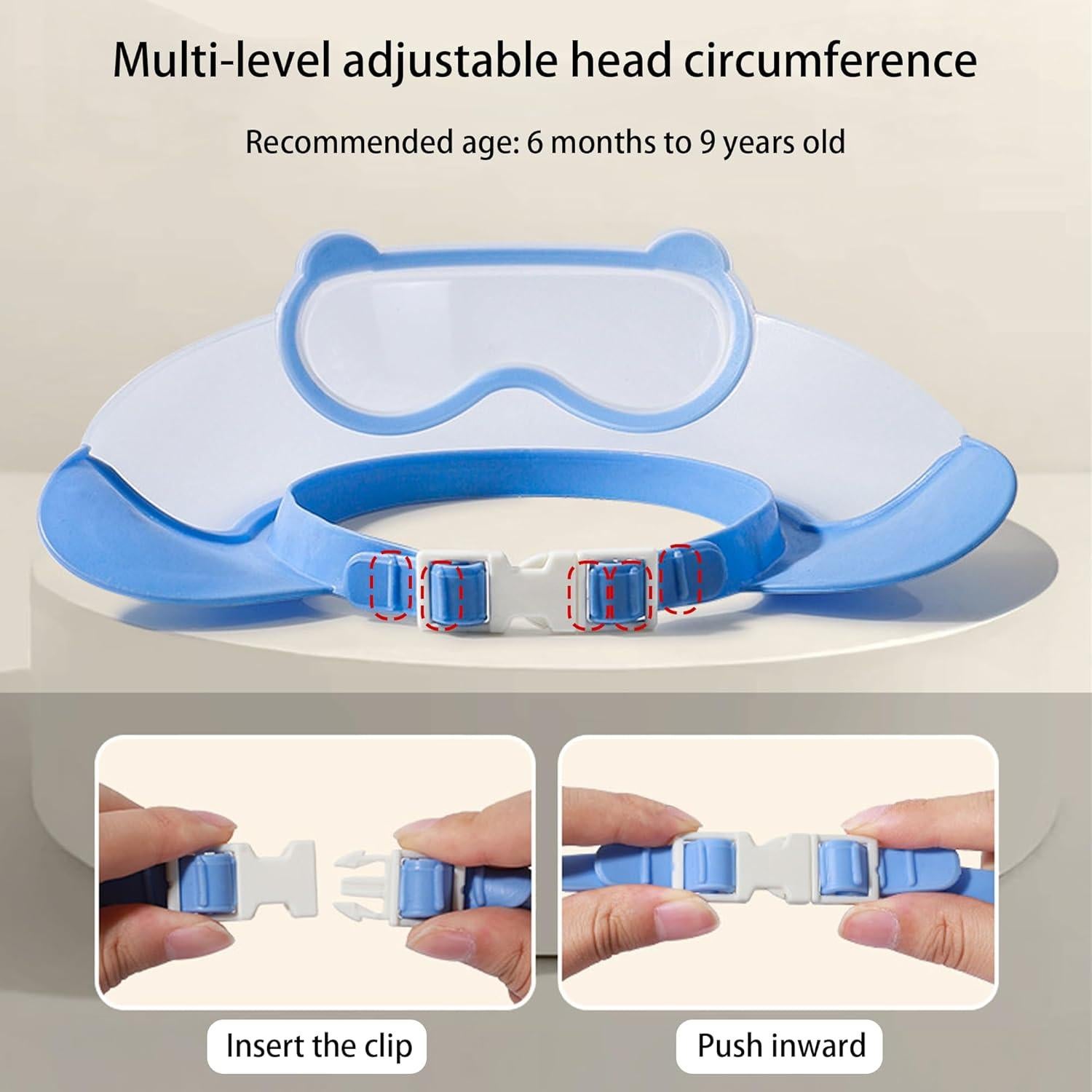 Gorro de Ducha Ajustable TinyGuardian para Bebés 0-9 Años Azul