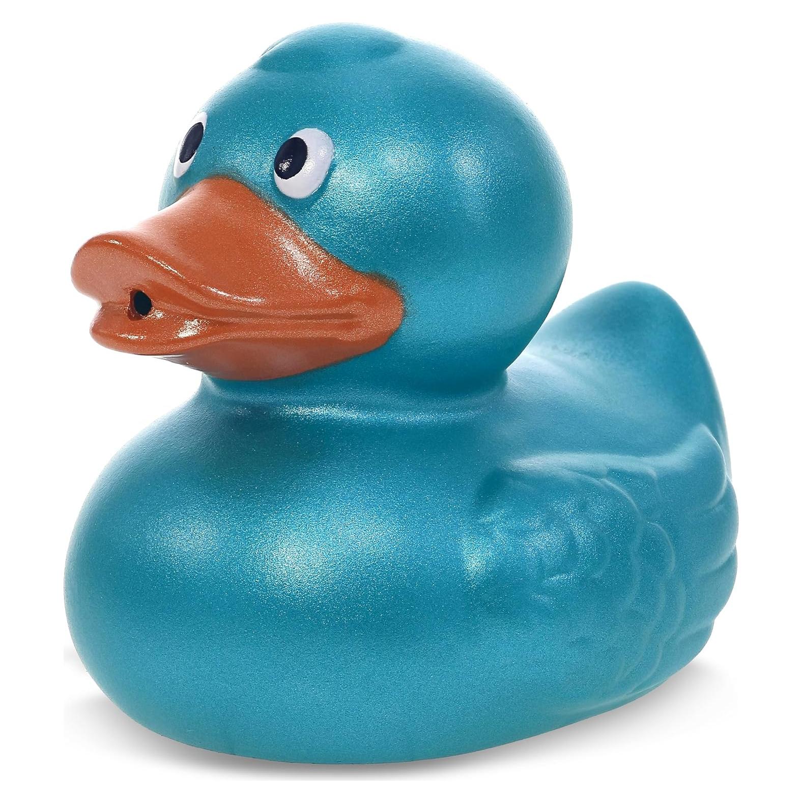 Juguete de Baño Pato Azul Metálico DolliBu - Flotante 6.86cm