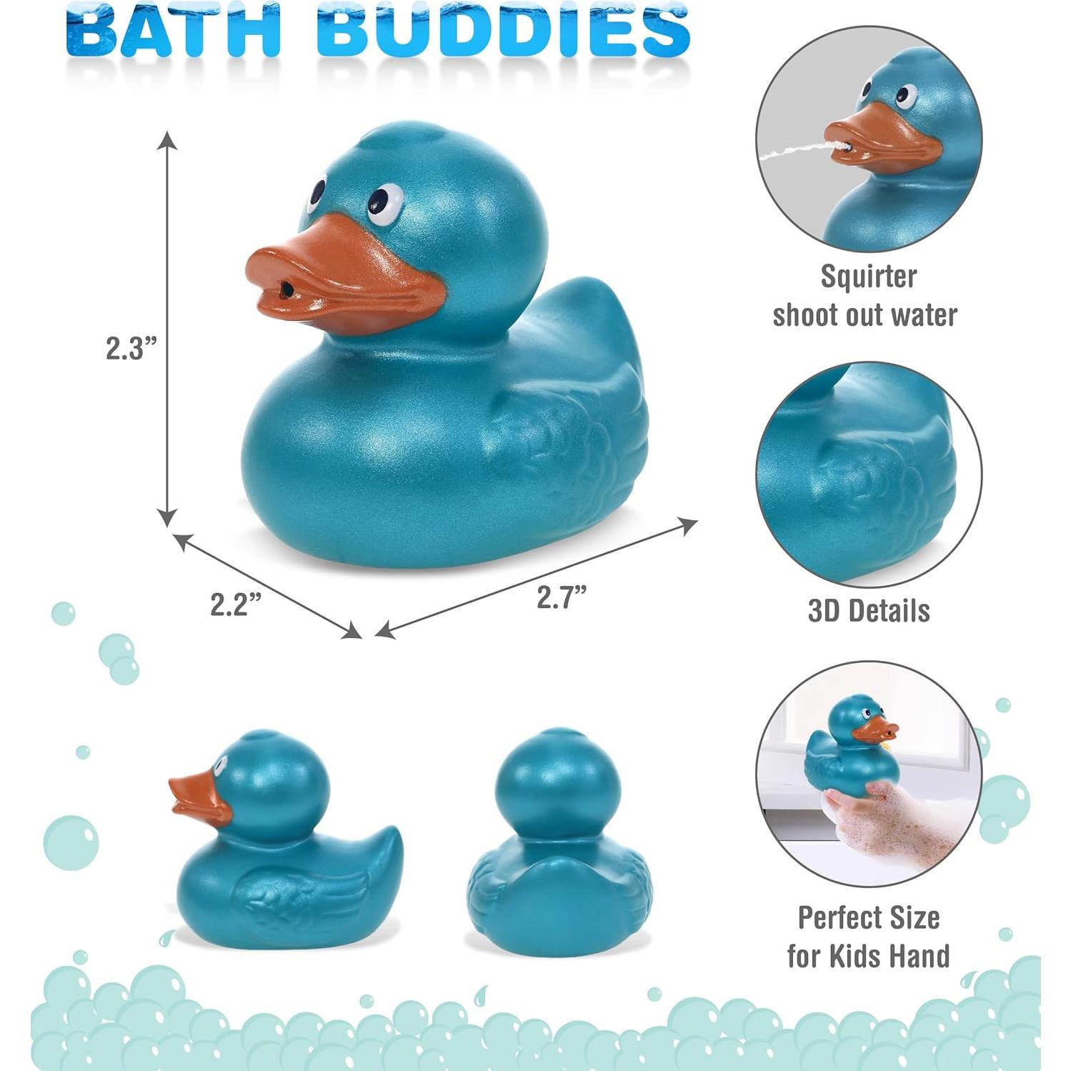 Juguete de Baño Pato Azul Metálico DolliBu - Flotante 6.86cm