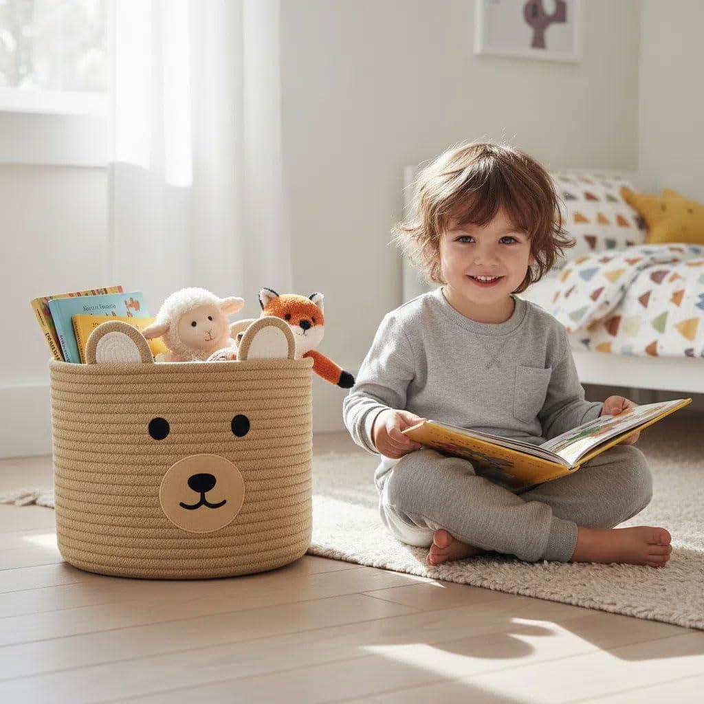 Cesta de Almacenamiento Oso Saiiwnn 25.4 cm D x 20.32 cm H Caqui