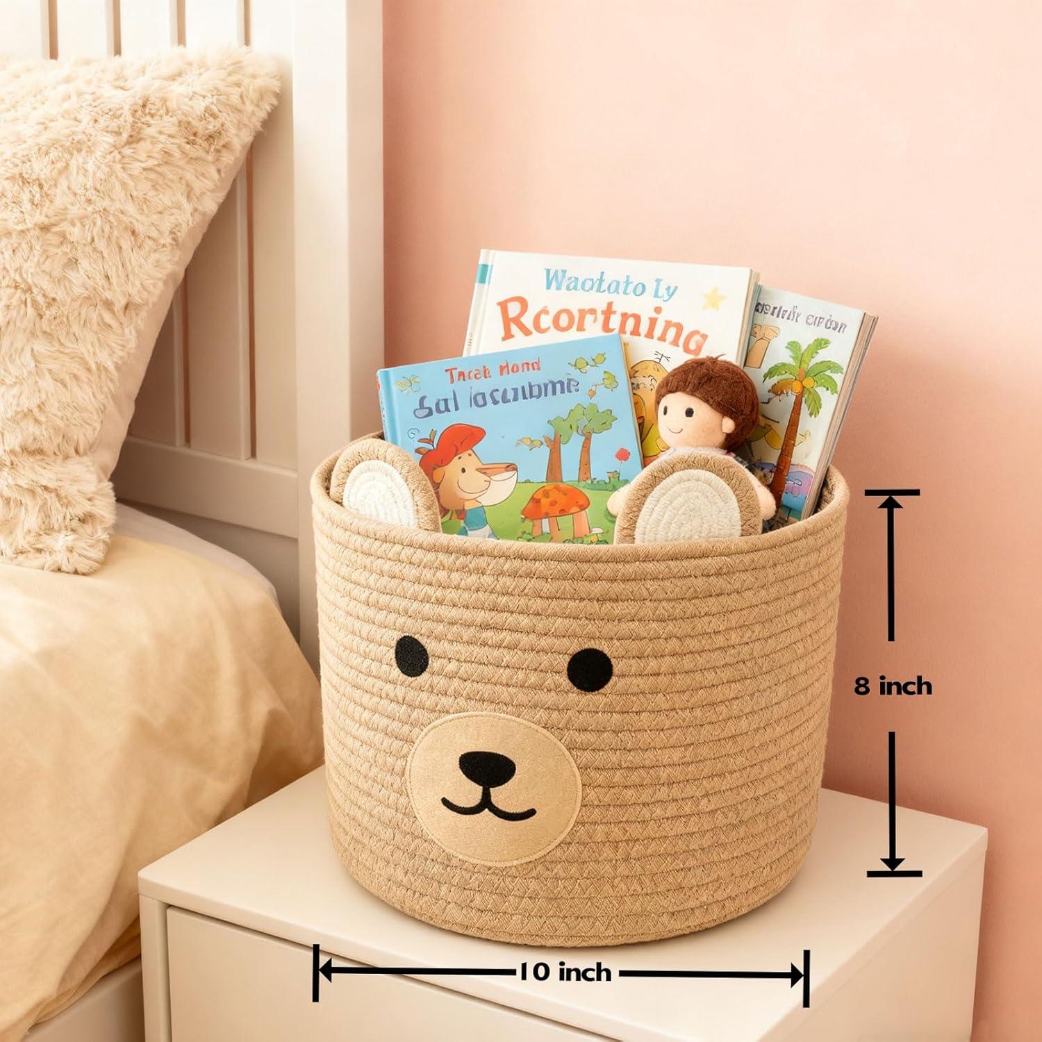 Cesta de Almacenamiento Oso Saiiwnn 25.4 cm D x 20.32 cm H Caqui