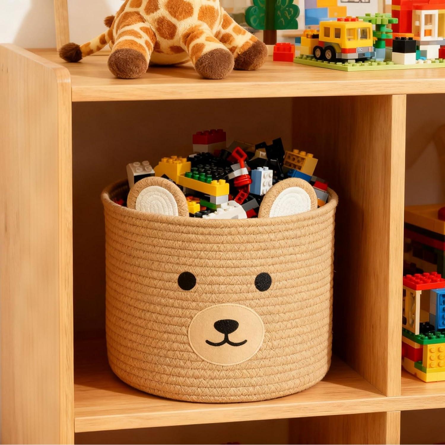 Cesta de Almacenamiento Oso Saiiwnn 25.4 cm D x 20.32 cm H Caqui