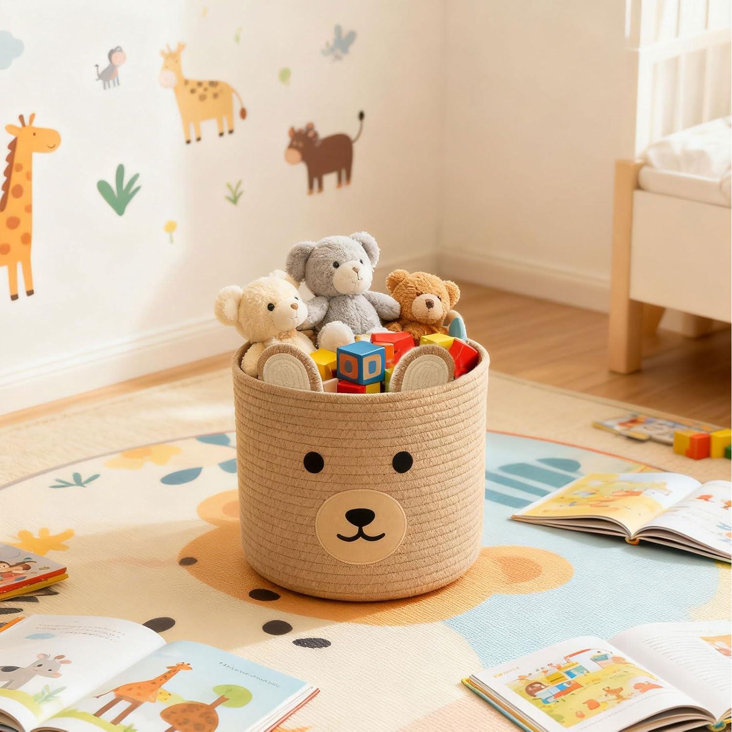 Cesta de Almacenamiento Oso Saiiwnn 25.4 cm D x 20.32 cm H Caqui