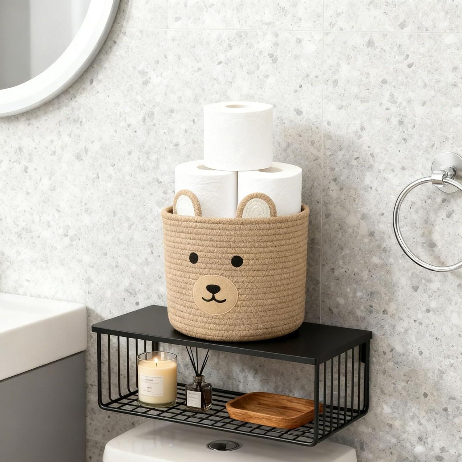 Cesta de Almacenamiento Oso Saiiwnn 25.4 cm D x 20.32 cm H Caqui