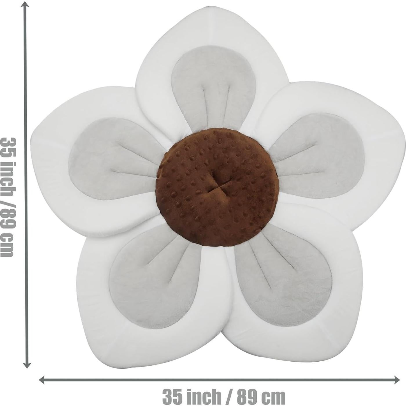 PandaEar Baby Bath Pad for Infant Newborn | Soft Flower 5 Petals for Sink Bathtub Essentials Shower Gift (Grey)