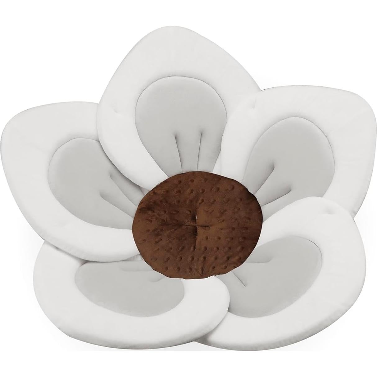 PandaEar Baby Bath Pad for Infant Newborn | Soft Flower 5 Petals for Sink Bathtub Essentials Shower Gift (Grey)