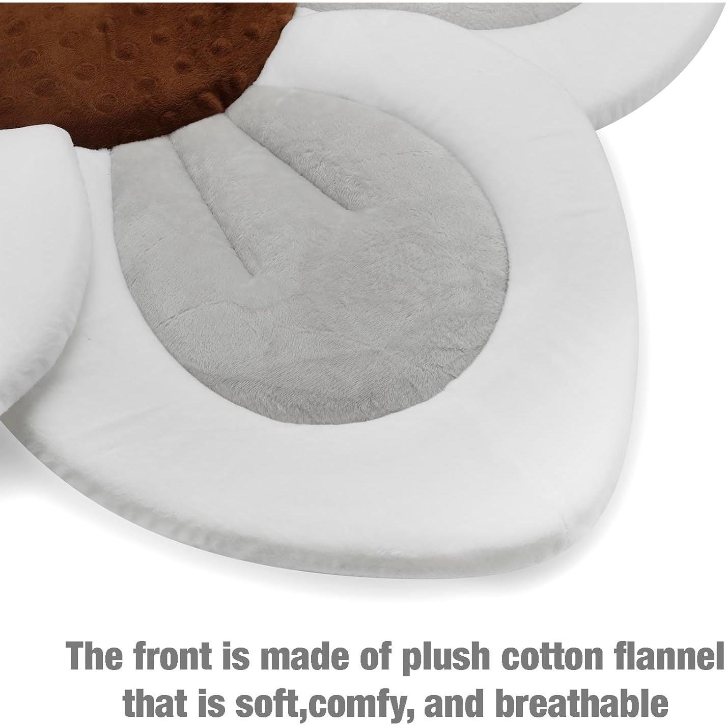 PandaEar Baby Bath Pad for Infant Newborn | Soft Flower 5 Petals for Sink Bathtub Essentials Shower Gift (Grey)