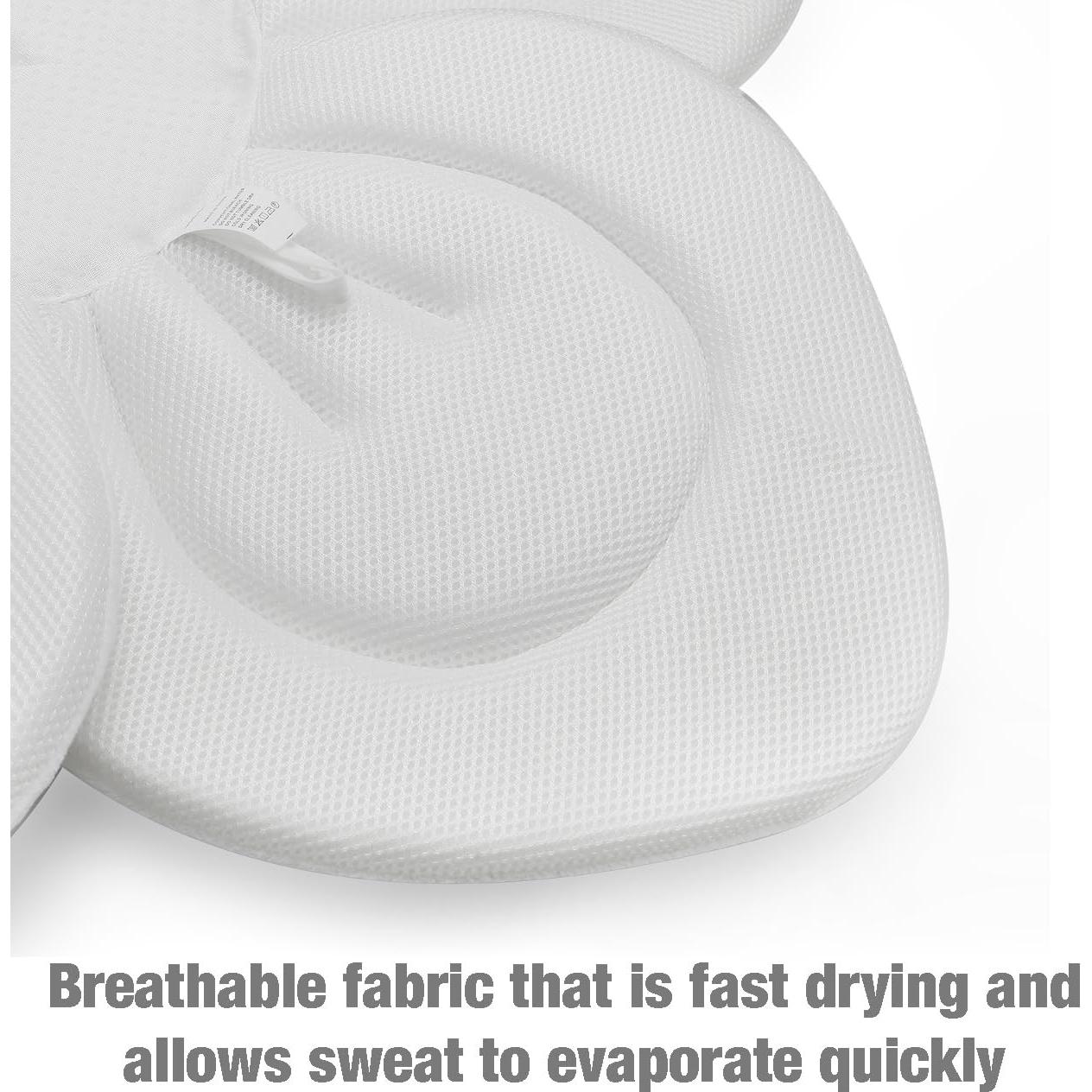 PandaEar Baby Bath Pad for Infant Newborn | Soft Flower 5 Petals for Sink Bathtub Essentials Shower Gift (Grey)