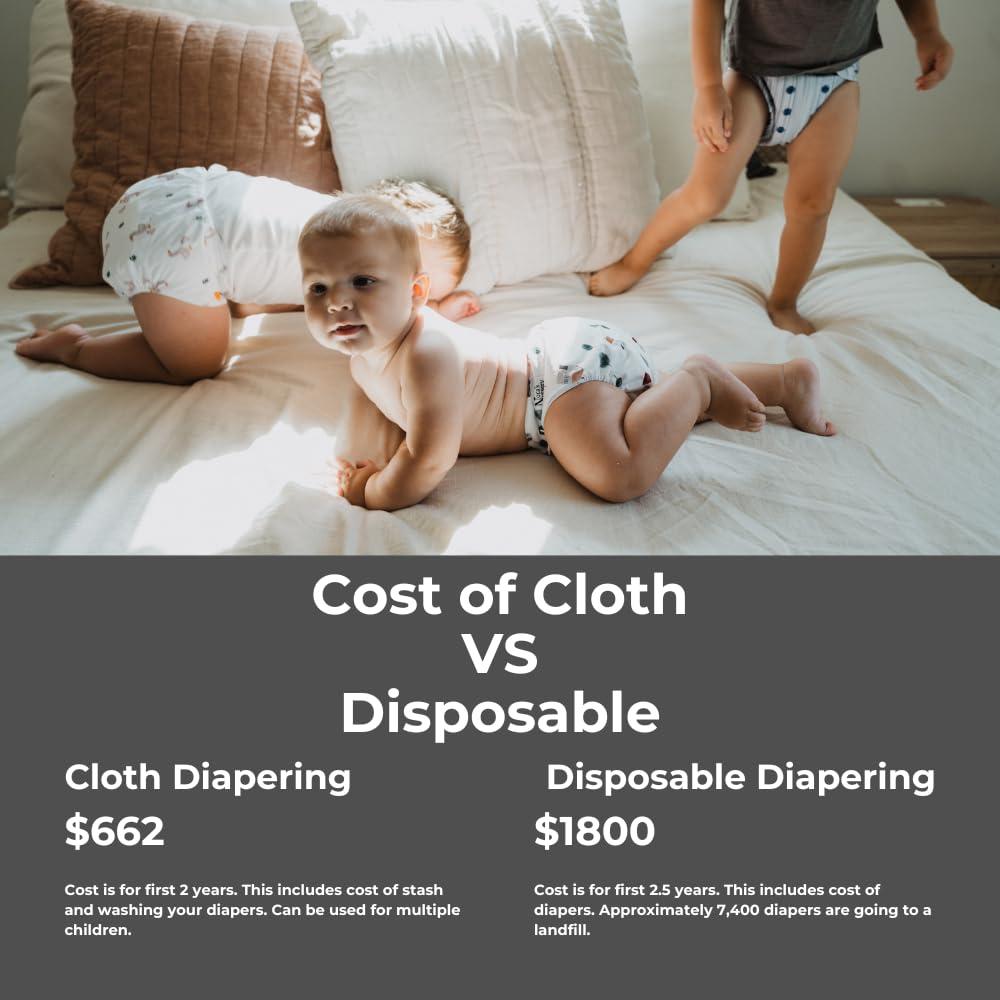 Paquete de 7 Pañales de Tela Nora Ajustables 4.5-15.9 kg