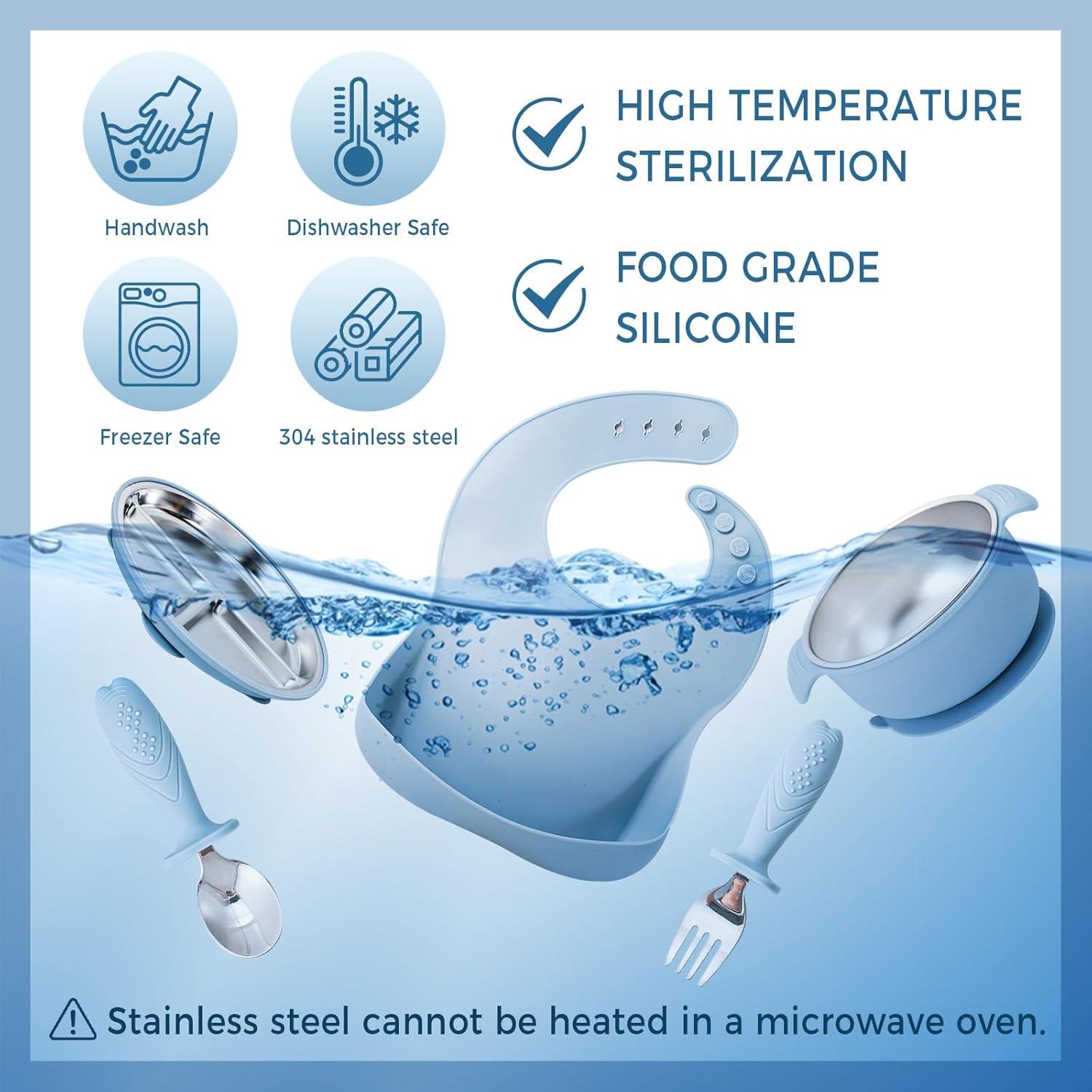 Juego de Alimentación para Bebés HORNORM 7 Piezas Acero Inoxidable