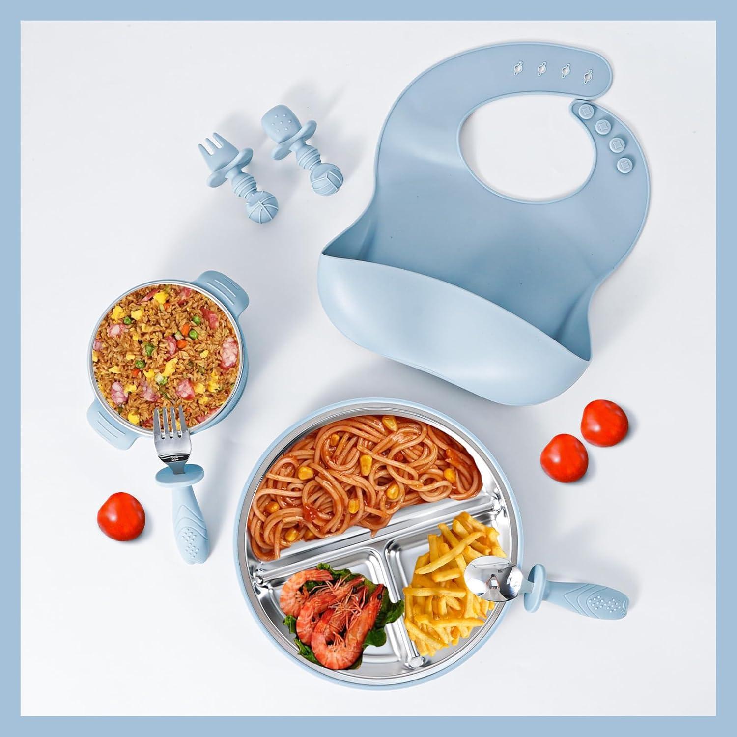 Juego de Alimentación para Bebés HORNORM 7 Piezas Acero Inoxidable