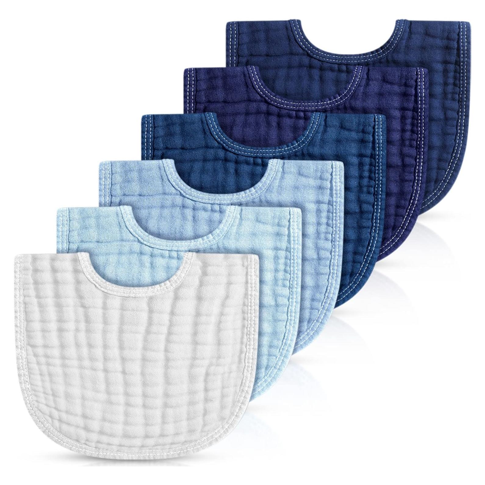 Baberos de Muselina Frienda 6 Pcs Algodón Azul 30x21 cm