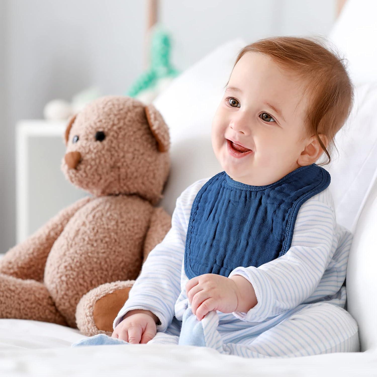 Baberos de Muselina Frienda 6 Pcs Algodón Azul 30x21 cm