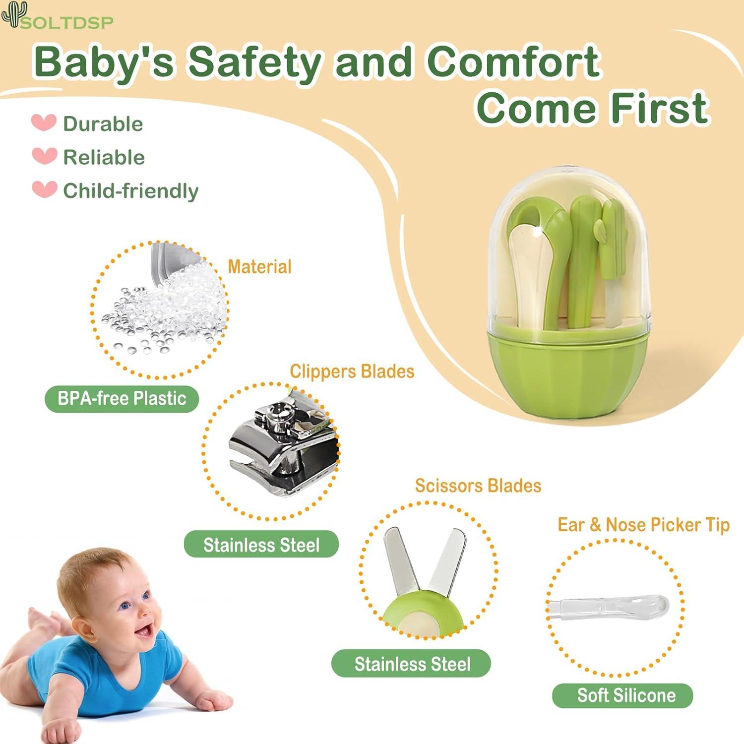 Kit de Uñas para Bebés 5 en 1 Soltdsp Verde con Estuche