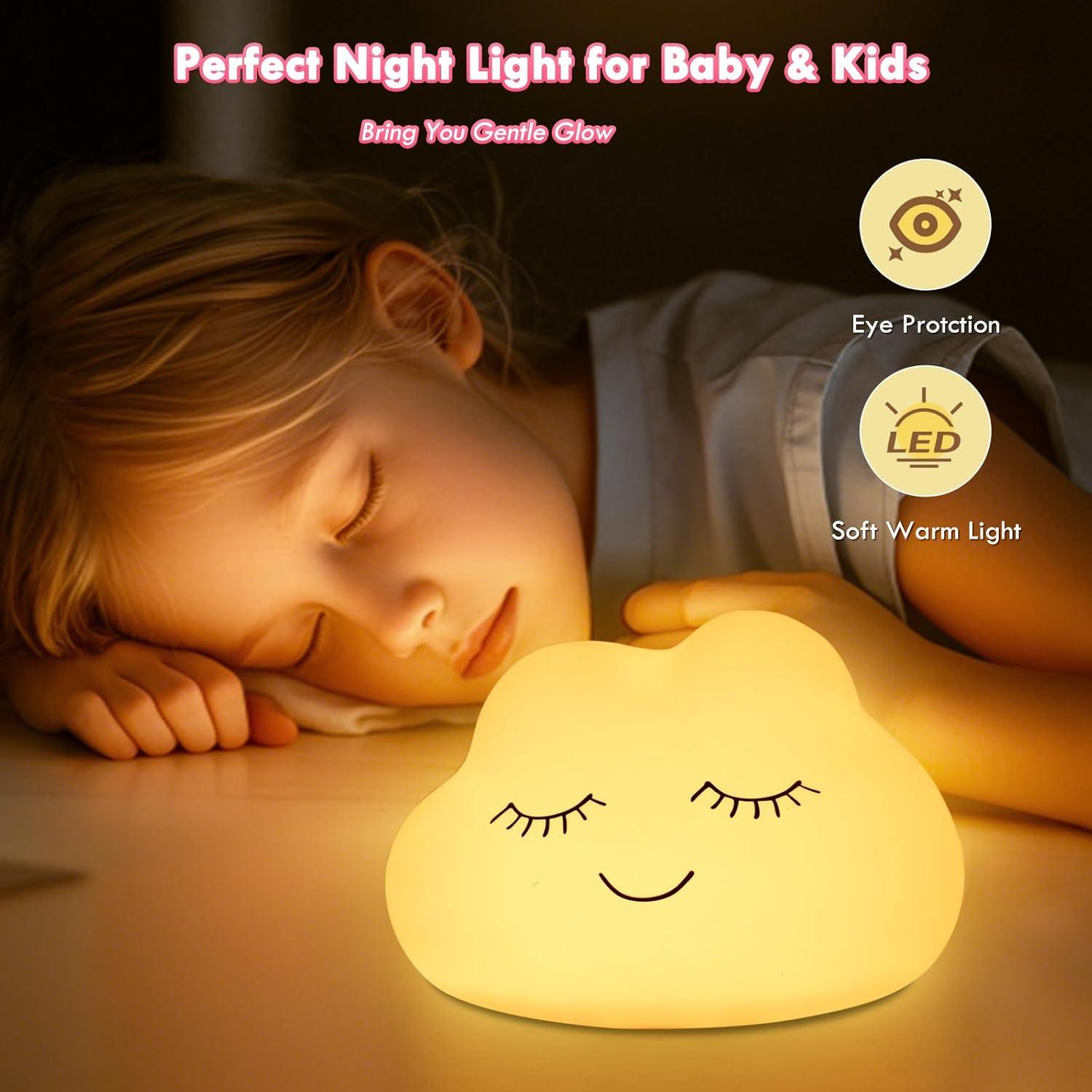 Luz Nocturna Nube Linda Nawchedo 12cm Recargable 7 Colores