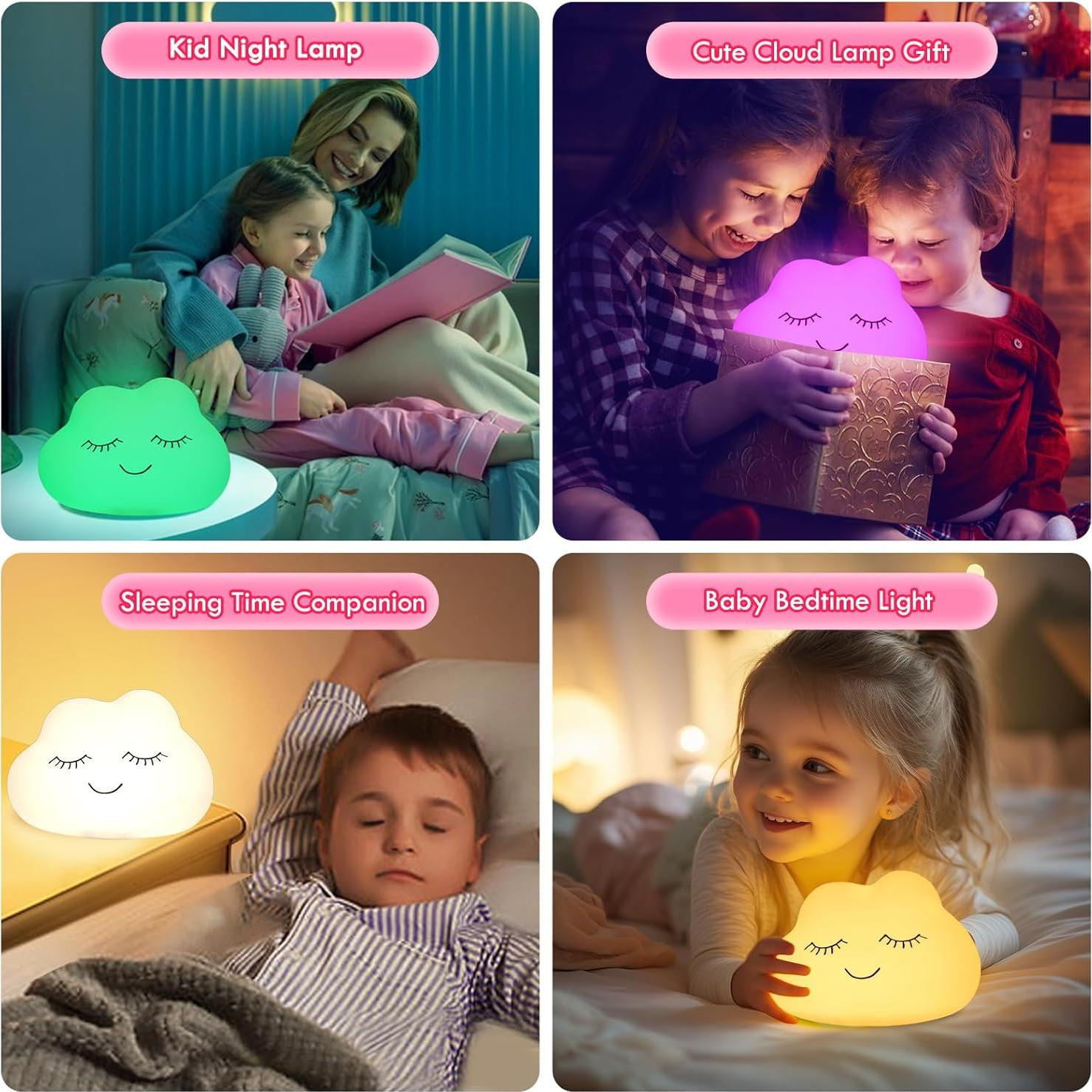 Luz Nocturna Nube Linda Nawchedo 12cm Recargable 7 Colores