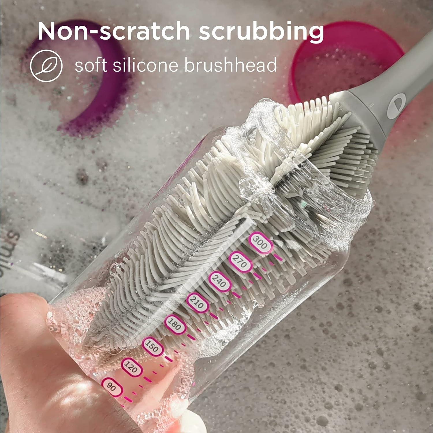 Cepillo de Botellas Smilo de Silicona Punta Doble - Gris