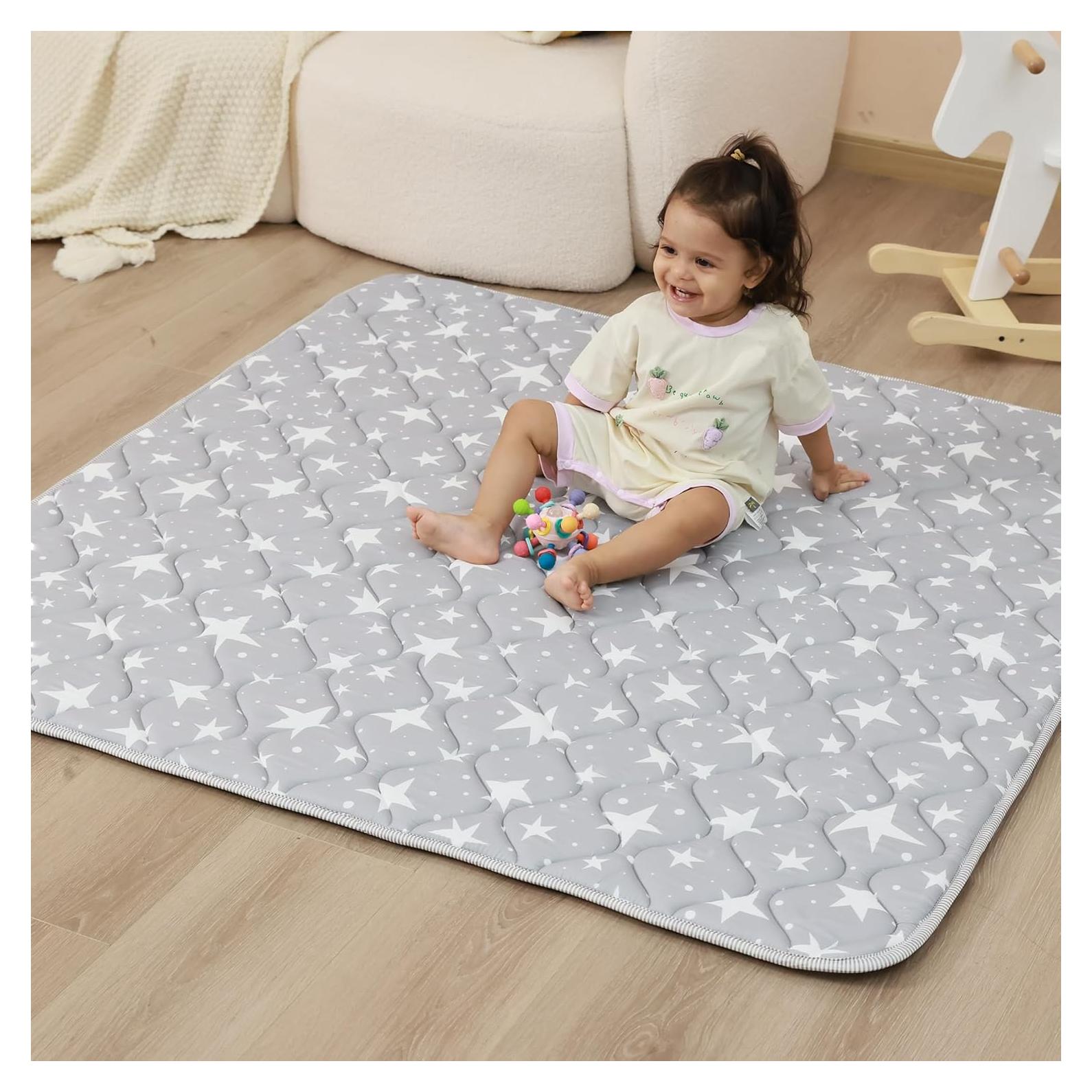 Alfombra de Juego Viviland 127x127 cm Antideslizante Gris
