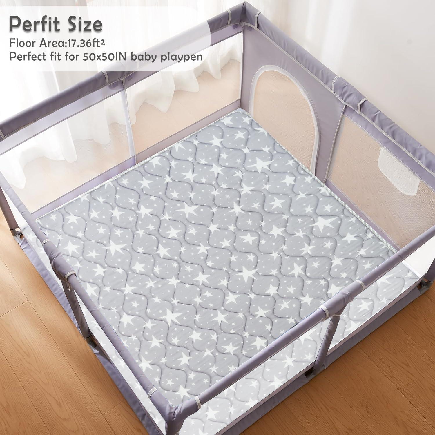 Alfombra de Juego Viviland 127x127 cm Antideslizante Gris