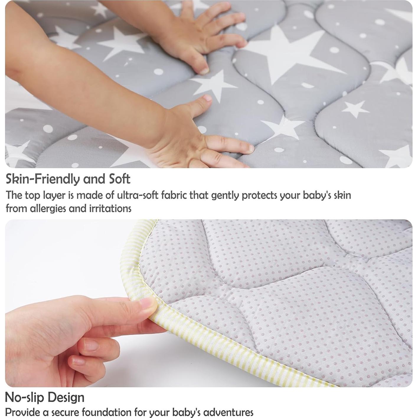 Alfombra de Juego Viviland 127x127 cm Antideslizante Gris