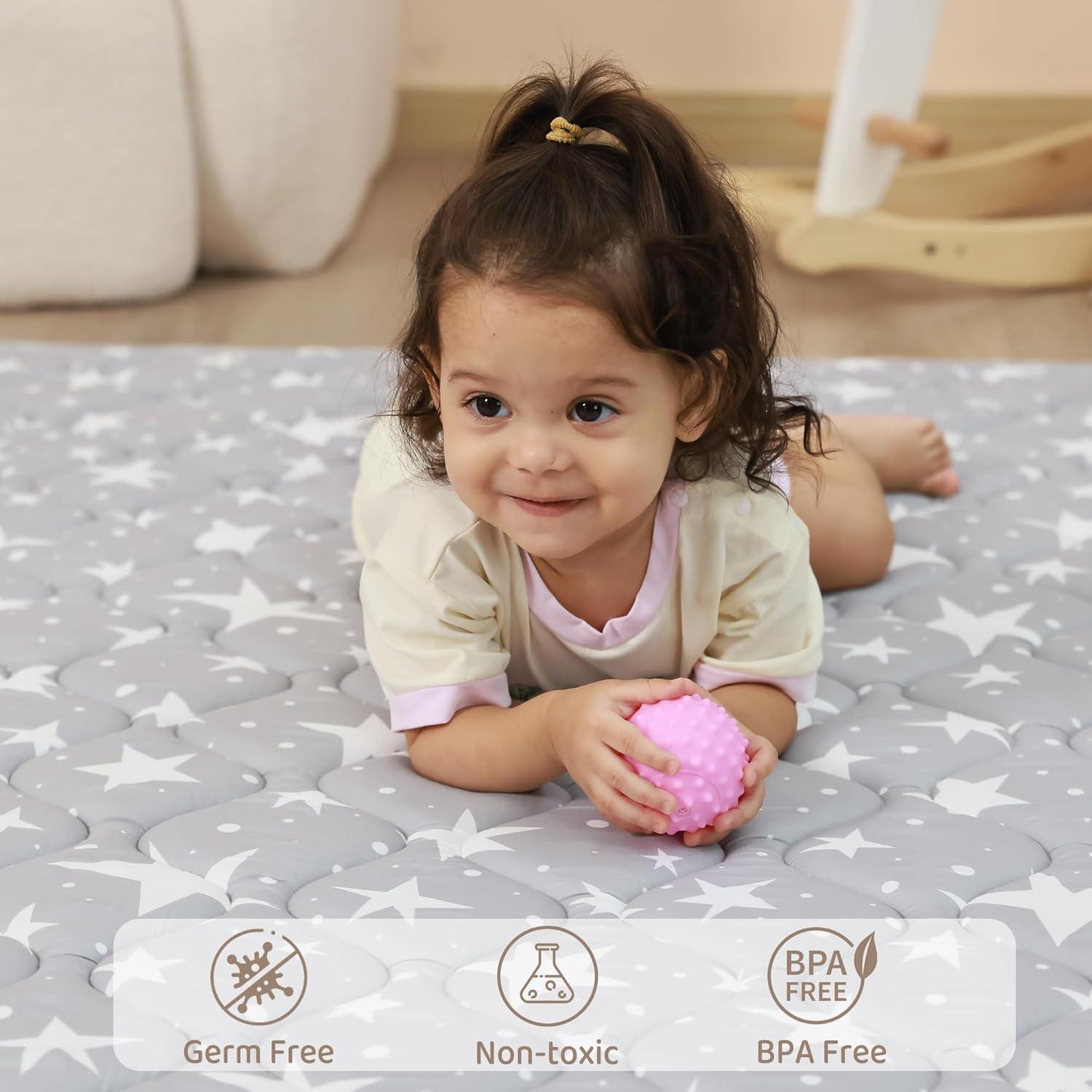 Alfombra de Juego Viviland 127x127 cm Antideslizante Gris