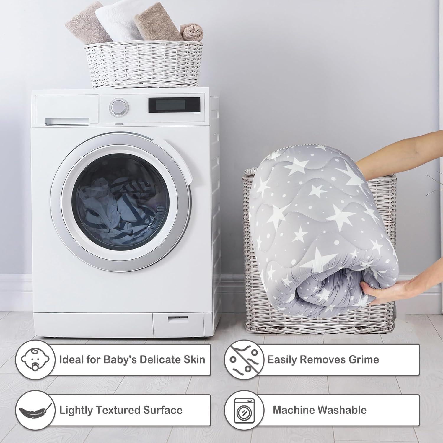 Alfombra de Juego Viviland 127x127 cm Antideslizante Gris