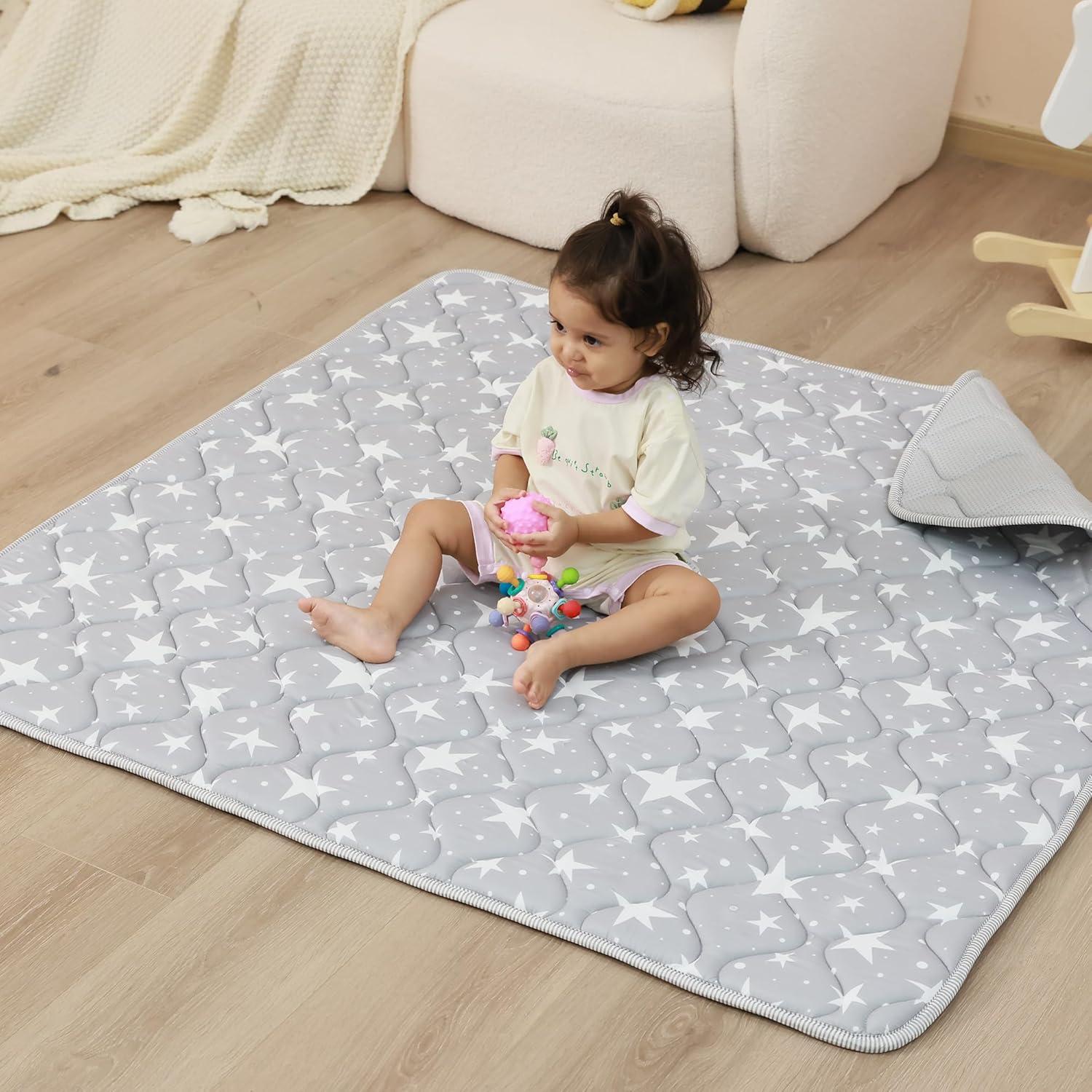 Alfombra de Juego Viviland 127x127 cm Antideslizante Gris