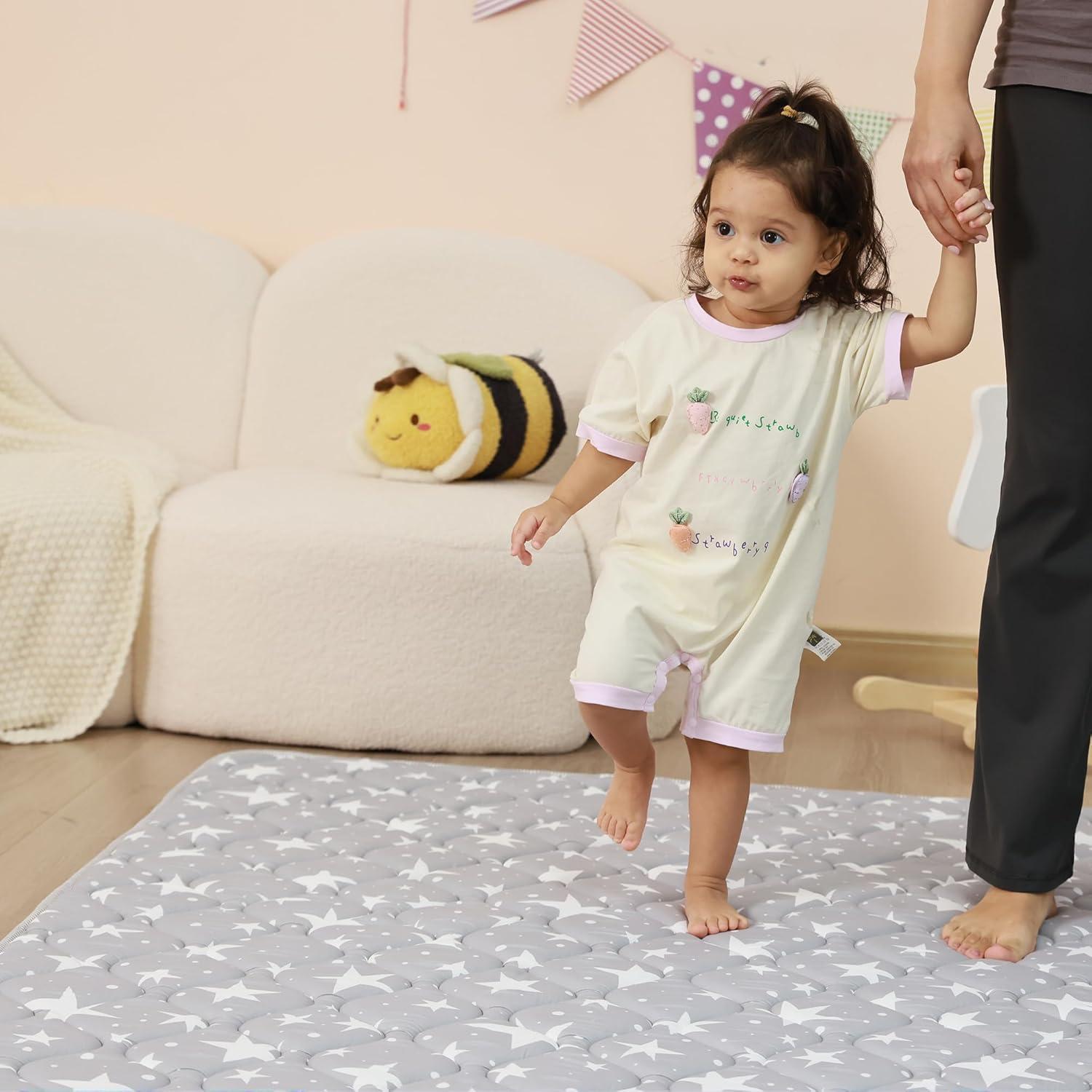 Alfombra de Juego Viviland 127x127 cm Antideslizante Gris