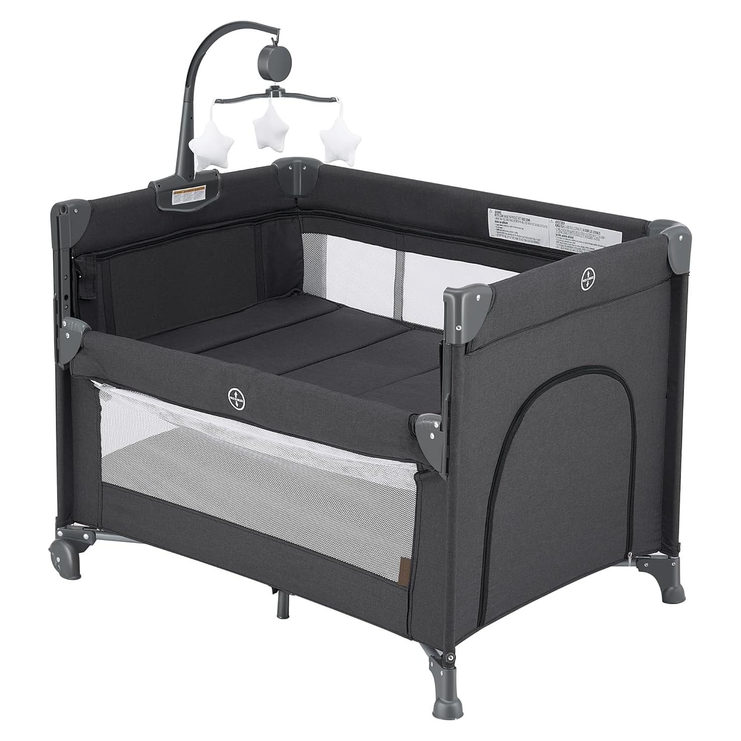 Cuna 2 en 1 QUTANIX Gris Oscuro - Cuna y Parque Infantil