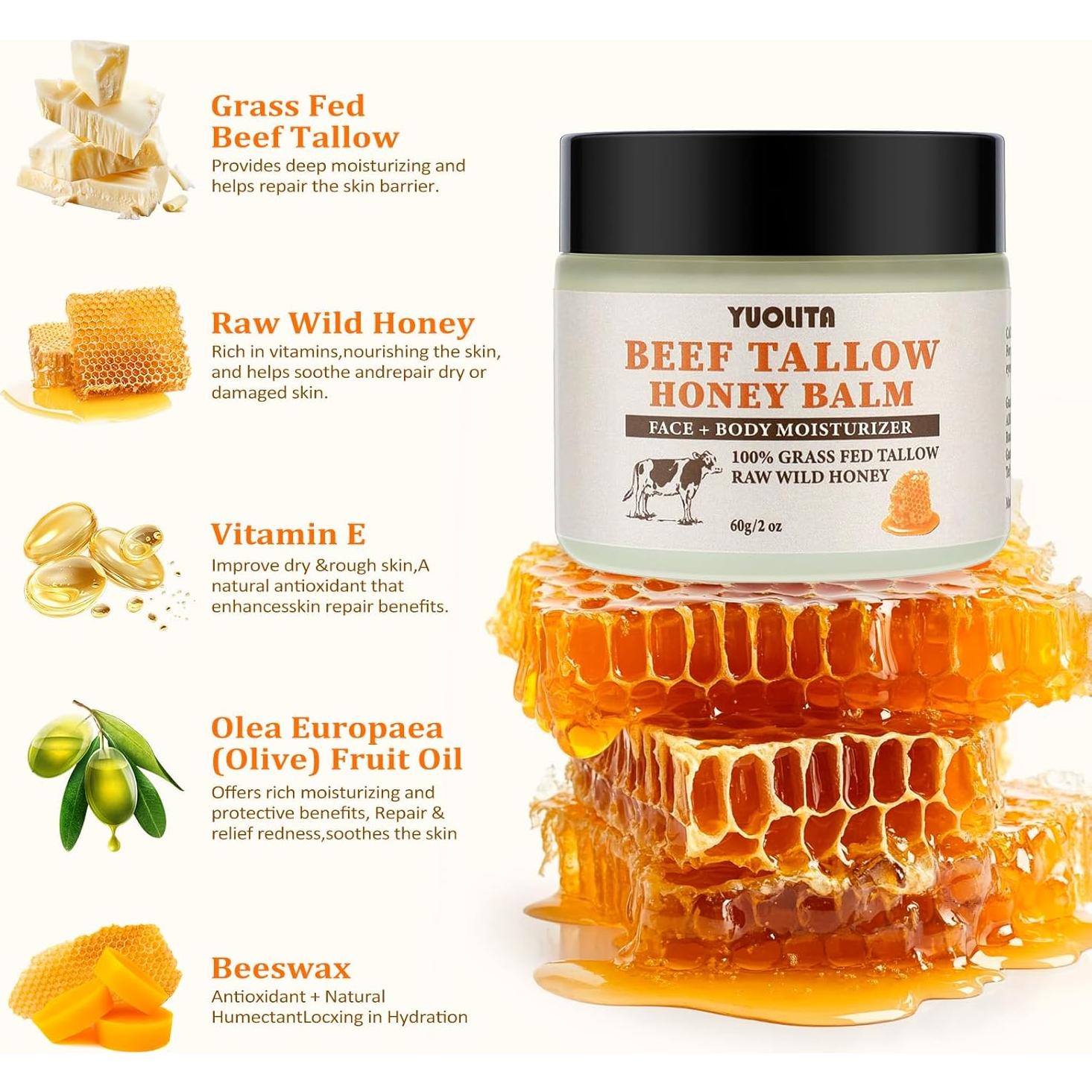 Bálsamo Hidratante Natural YUOLITA 199.6 g - Grasa de Res y Miel