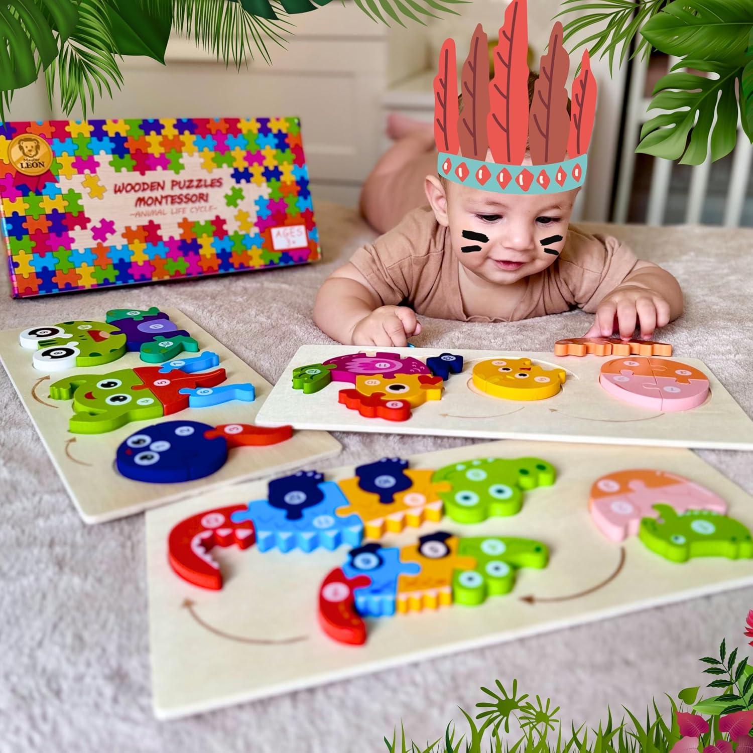 Rompecabezas de Madera Montessori Master Leon - Animales 3pack