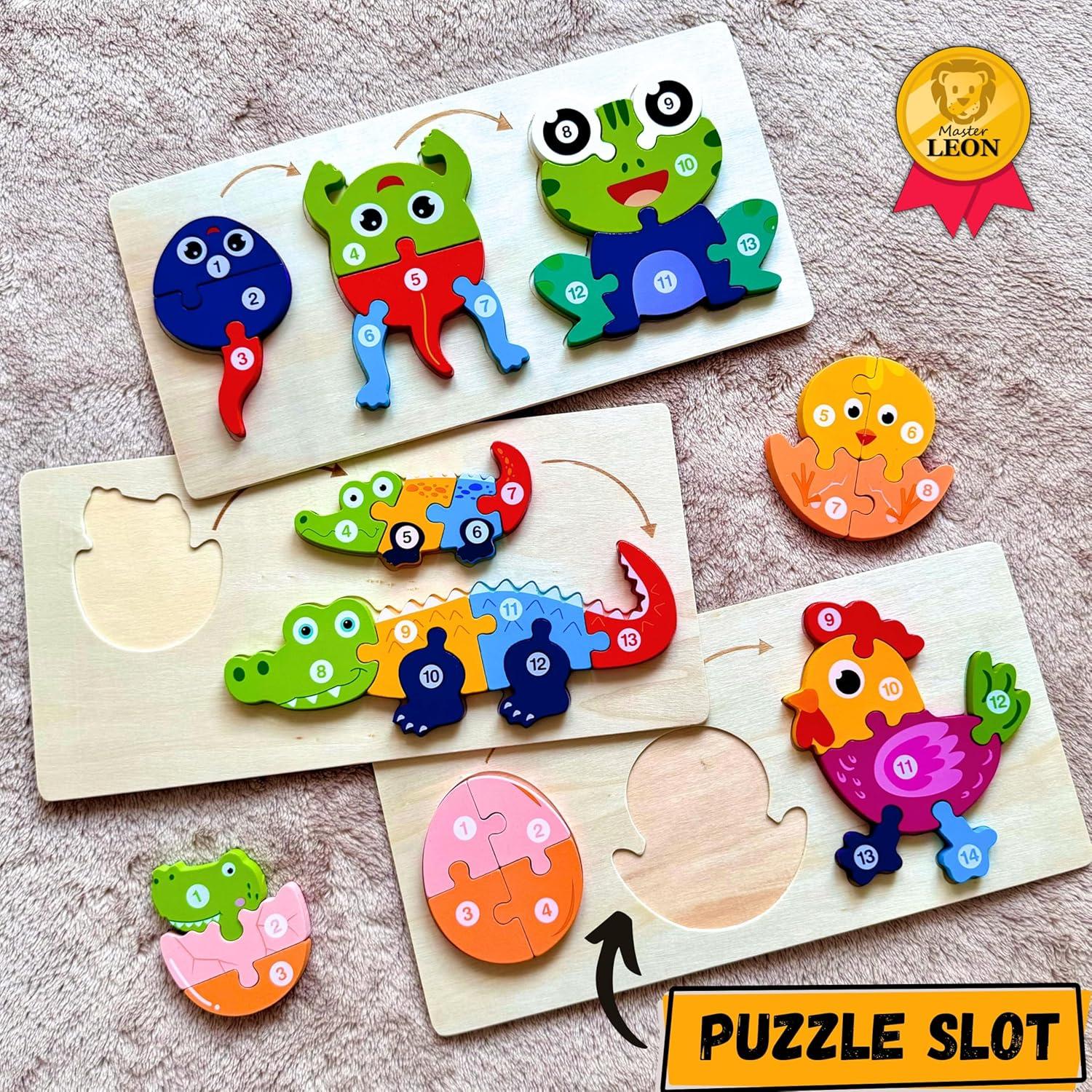 Rompecabezas de Madera Montessori Master Leon - Animales 3pack