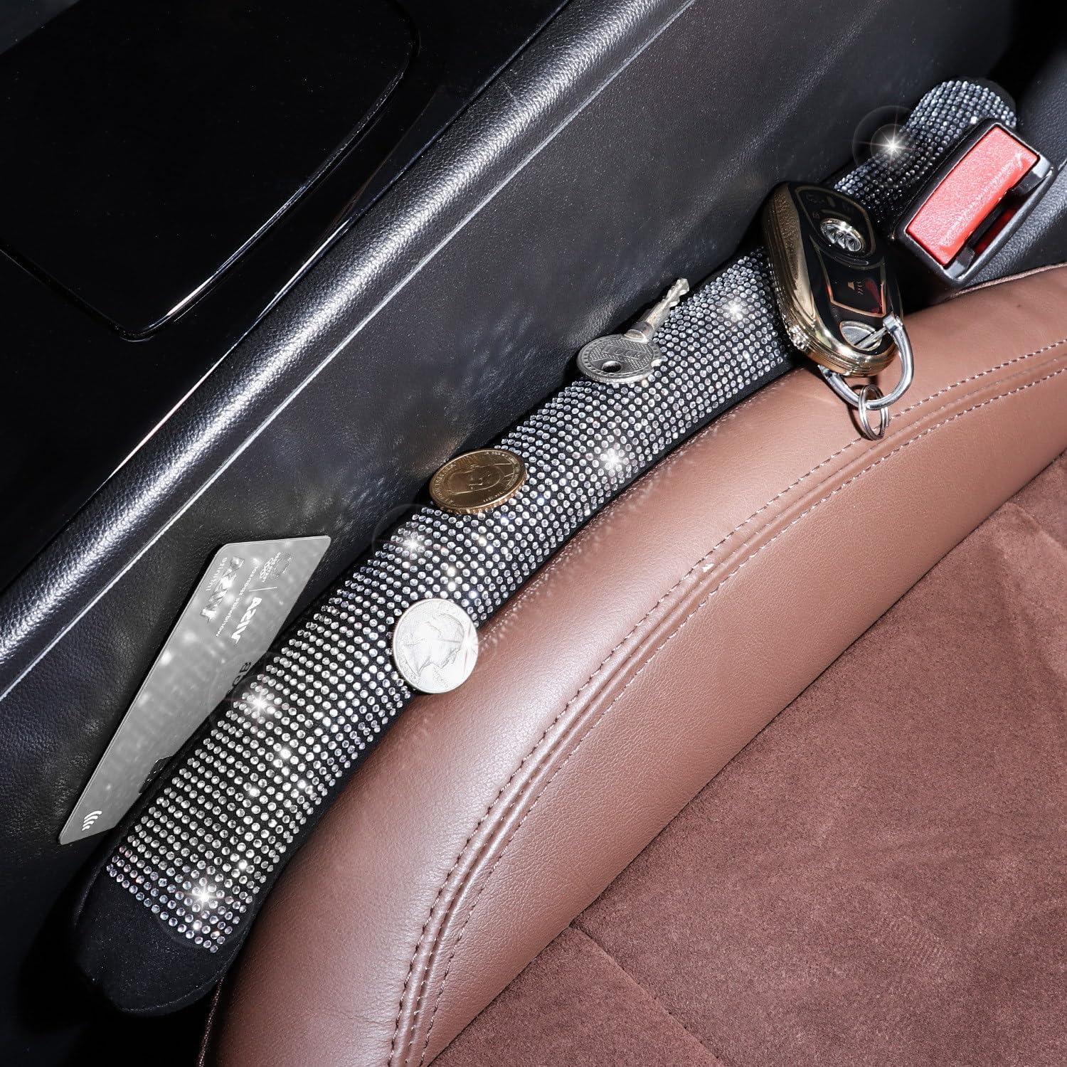 Relleno Espacio Asientos Coche Briwill 2 Piezas Rhinestone Plata