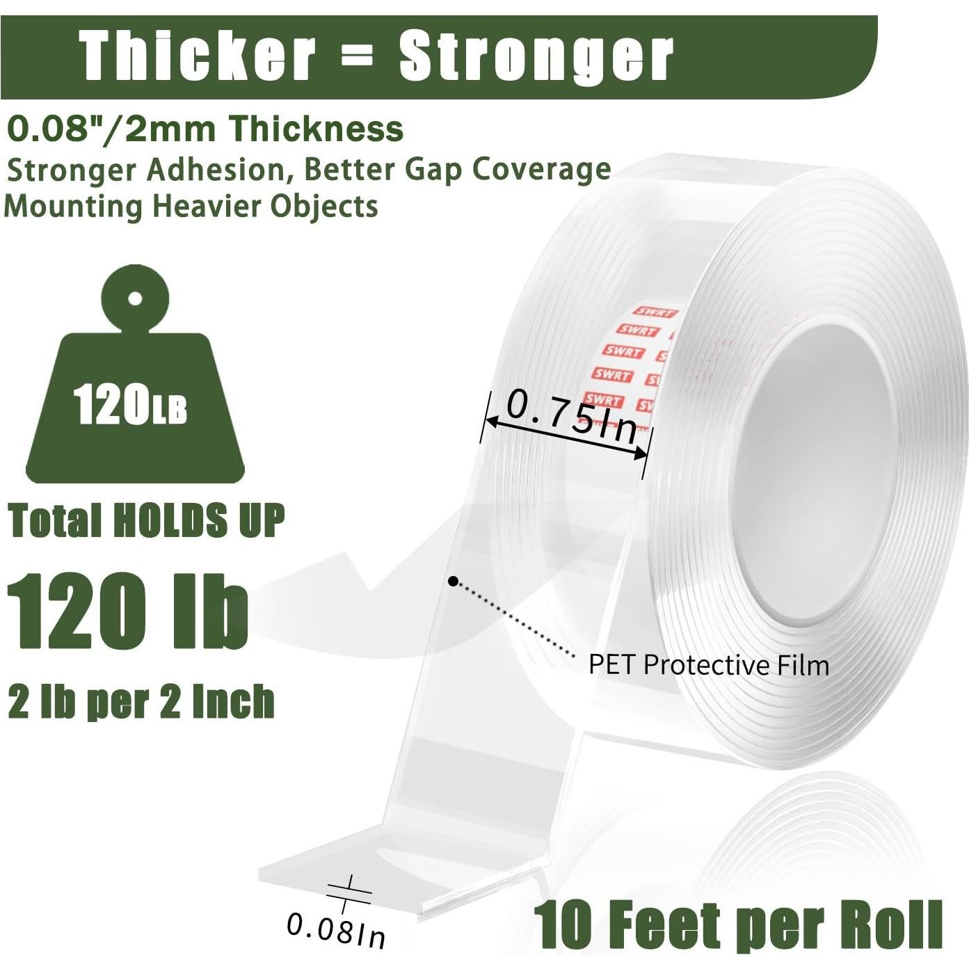 Cinta Doble Cara Nano Adhesiva SWRT 0.75" x 3.81 m Resistente