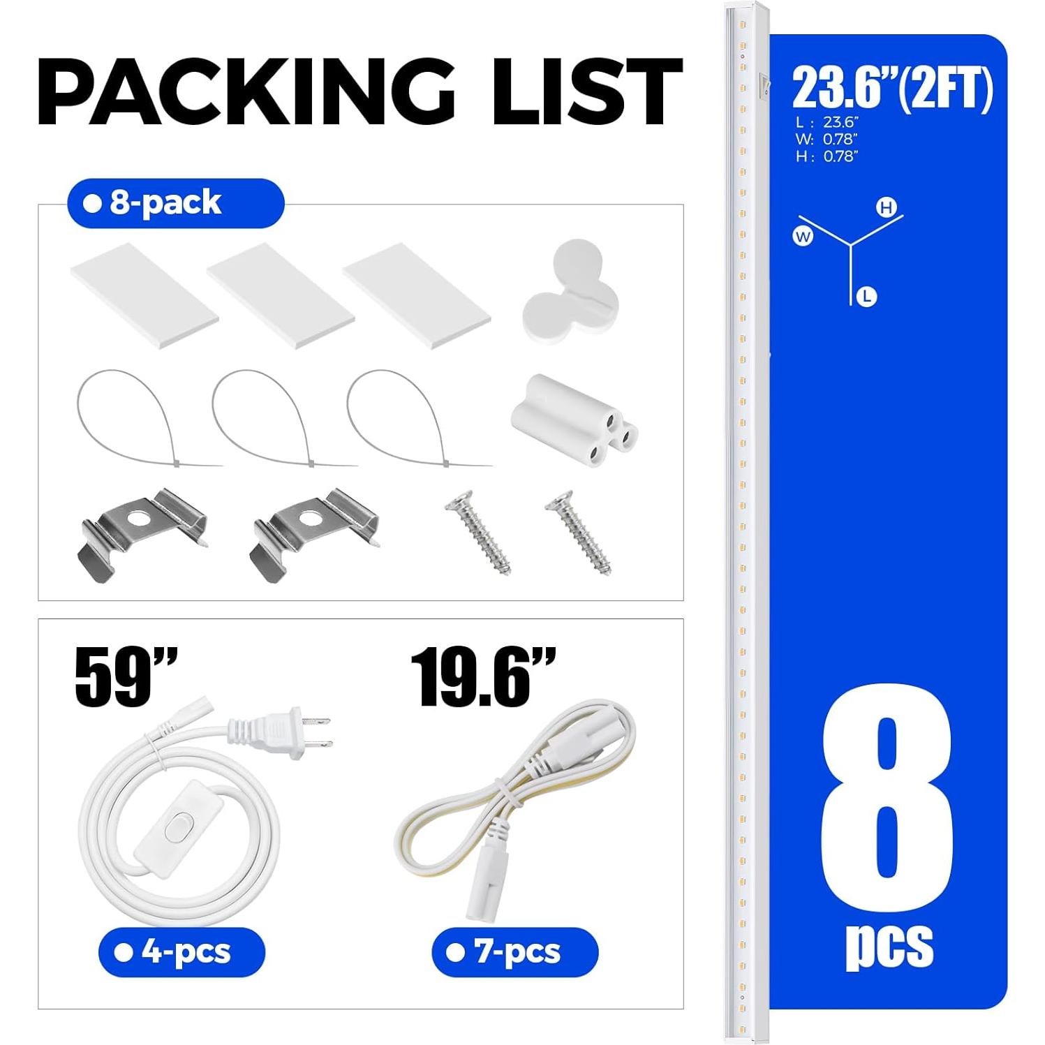Luces de Cultivo LED Barrina T5 2ft 80W Espectro Completo 8 Pzas